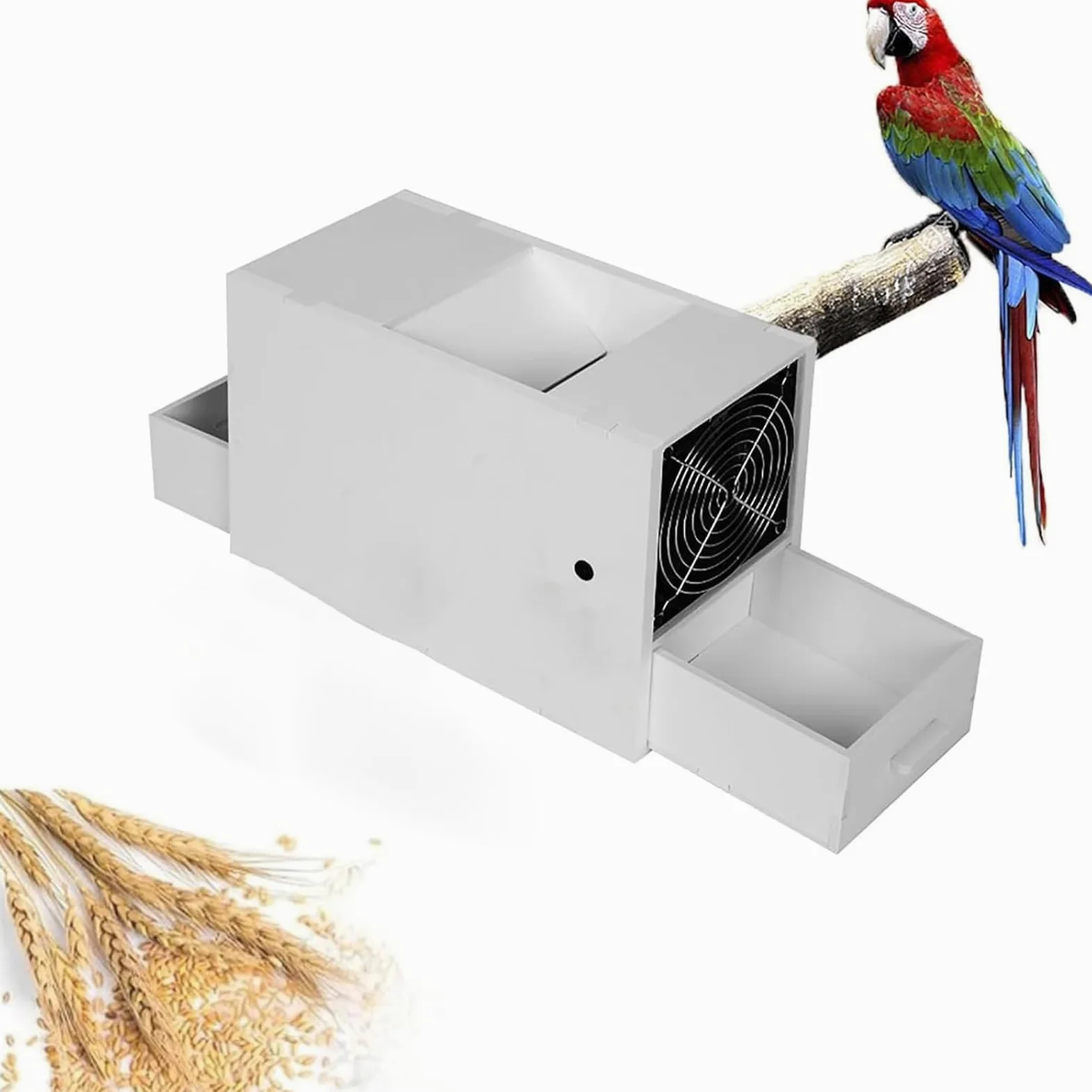 Desgranadora De Alimento para Pájaros, Máquina Limpiadora Y Aventadora De Granos, Limpiadora De Semillas, con 2 Cajones Y Velocidad Ajustable, Puerto De Alimentación Ampliado para Mijo, Semillas