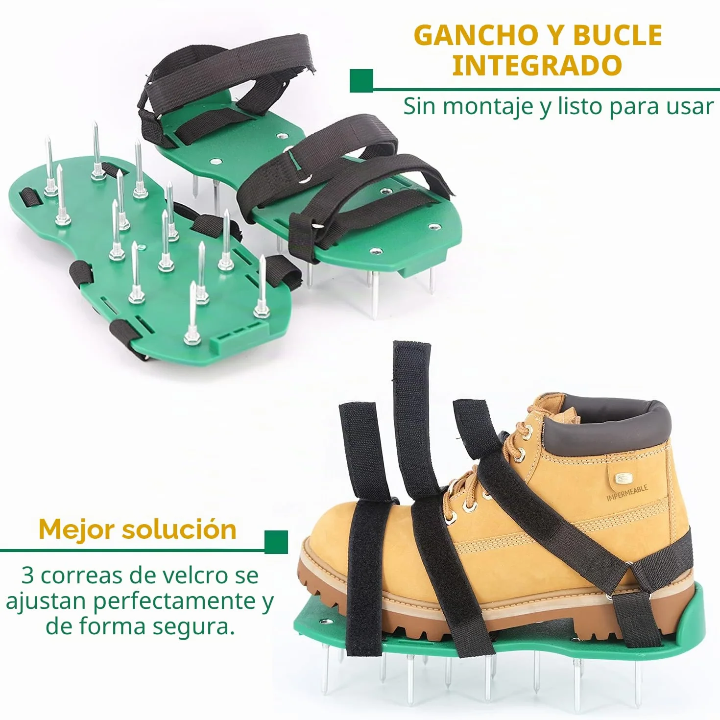 Zapatos Escarificador Cesped, Sandalias Aeradoras Con Picos Y Cierres De Gancho Para Airear Eficazmente El Suelo Del Aireador Césped Tamaño Universa Aerador Para Jardín Patio Sin Instalación
