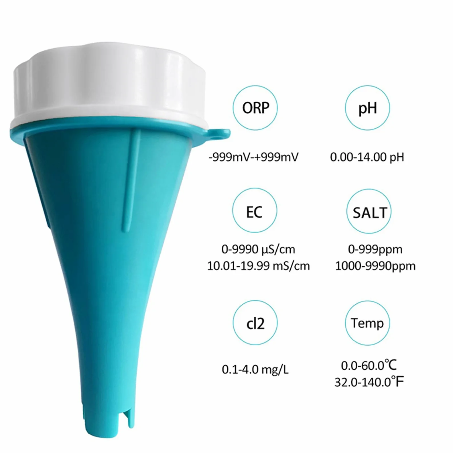Monitor de Piscina Bluetooth 6 en 1, Probador de Piscina Ph Ec Tds Orp Temp Analizador de Calidad de Agua Residual con Sonda Medidor de Prueba Digital Para Agua Potable Piscina Acuario Hidroponía
