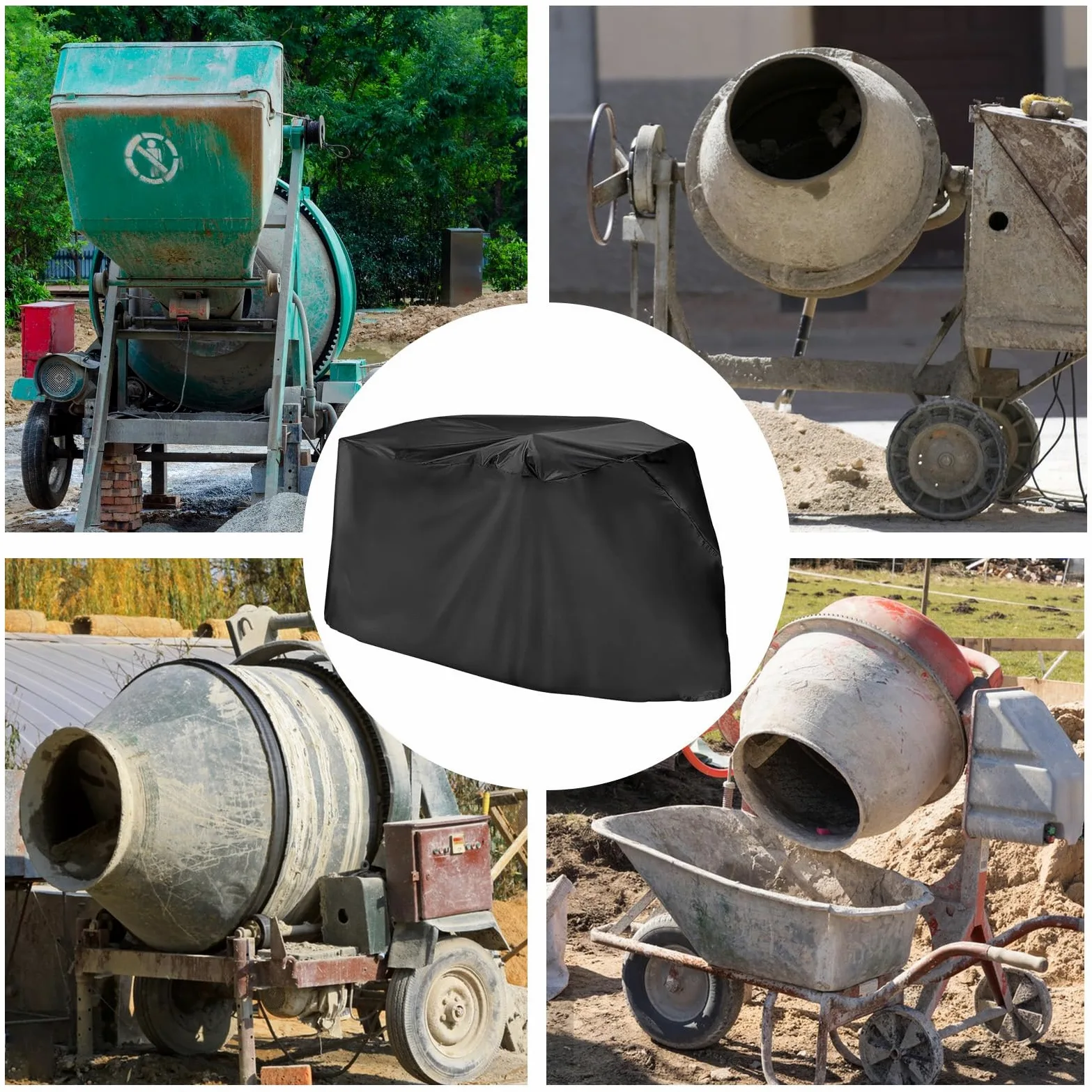 Funda para mezclador de barro – Tejido Oxford 420D resistente, material impermeable al agua y al polvo, construcción sostenible, protección contra la intemperie | Funda protectora para hormigonero