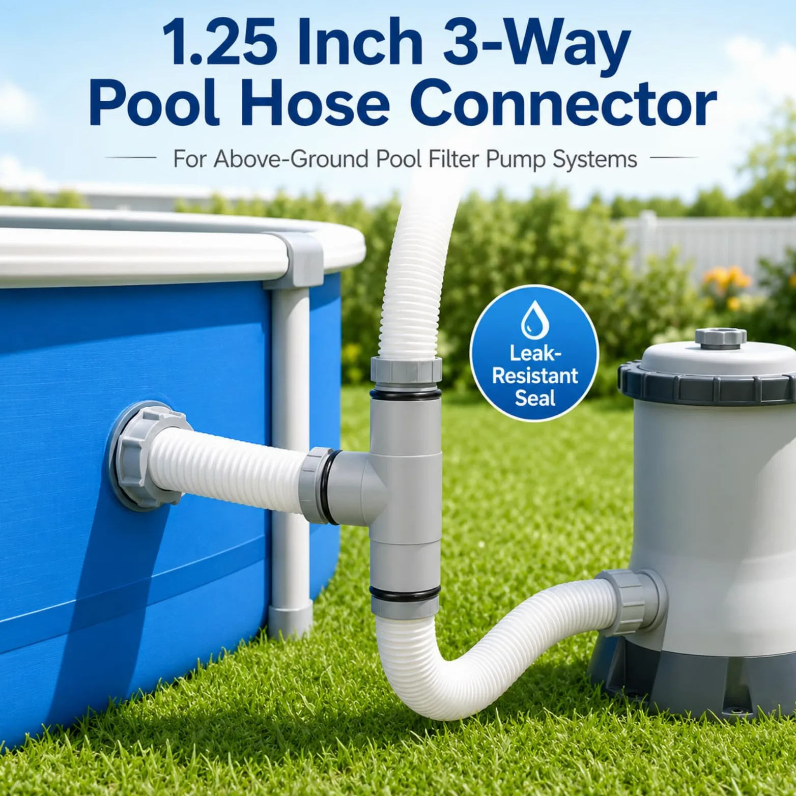 Adaptador de manguera de repuesto para bomba de piscina de 3,25 cm de diámetro, junta en T, gris (3 interfaces)