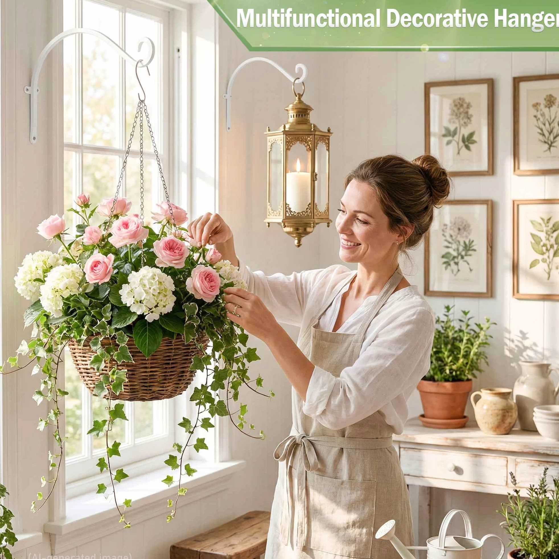 Qiang Ni Colgador de comederos para pájaros (2 piezas/12 pulgadas), soporte para colgar plantas al aire libre más estable y resistente, blanco