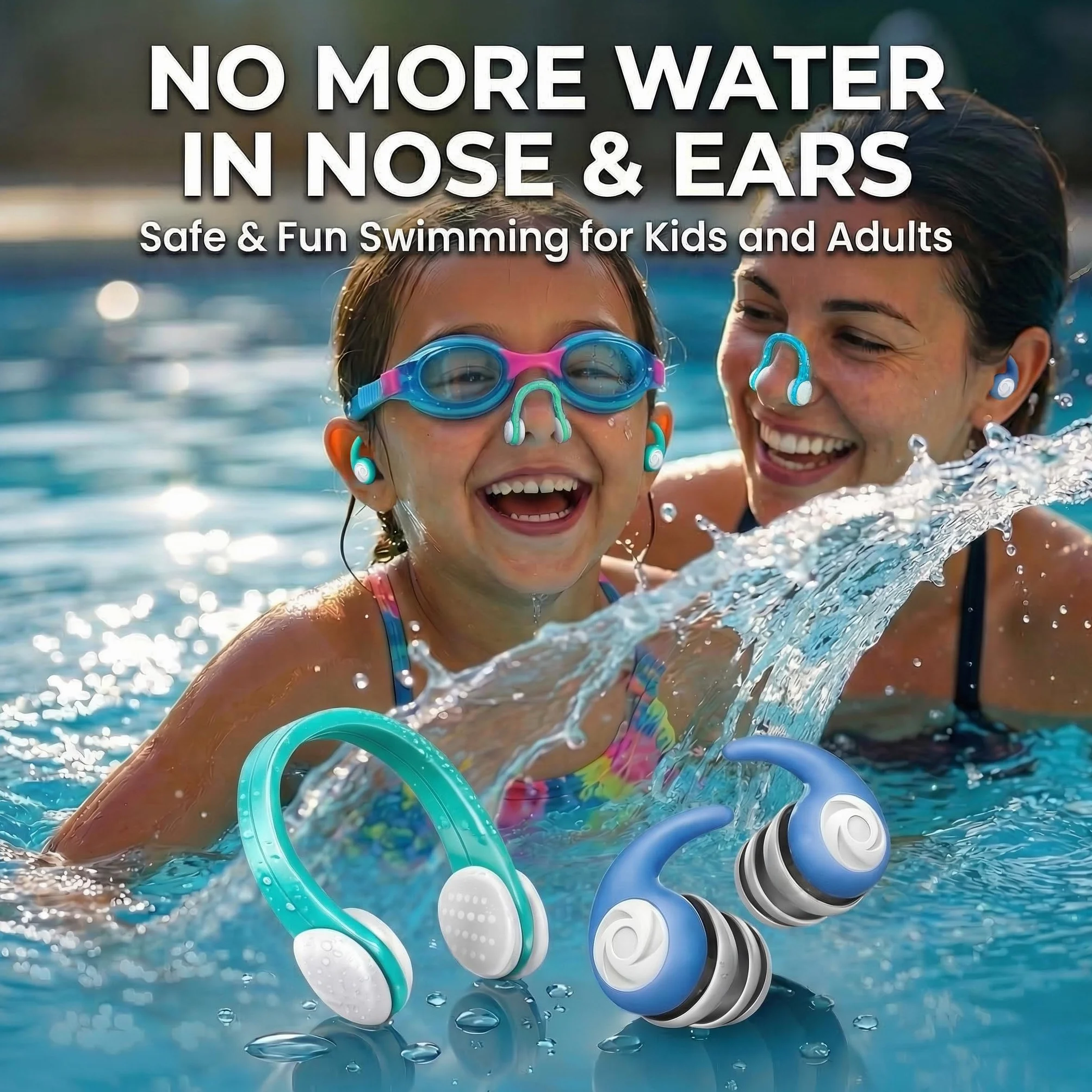 Pinzas para la nariz para nadar con tapones para los oídos, 9 unidades, clip nasal de silicona, tapones para los oídos flotantes, para niños y adultos, pinza nasal impermeable para natación