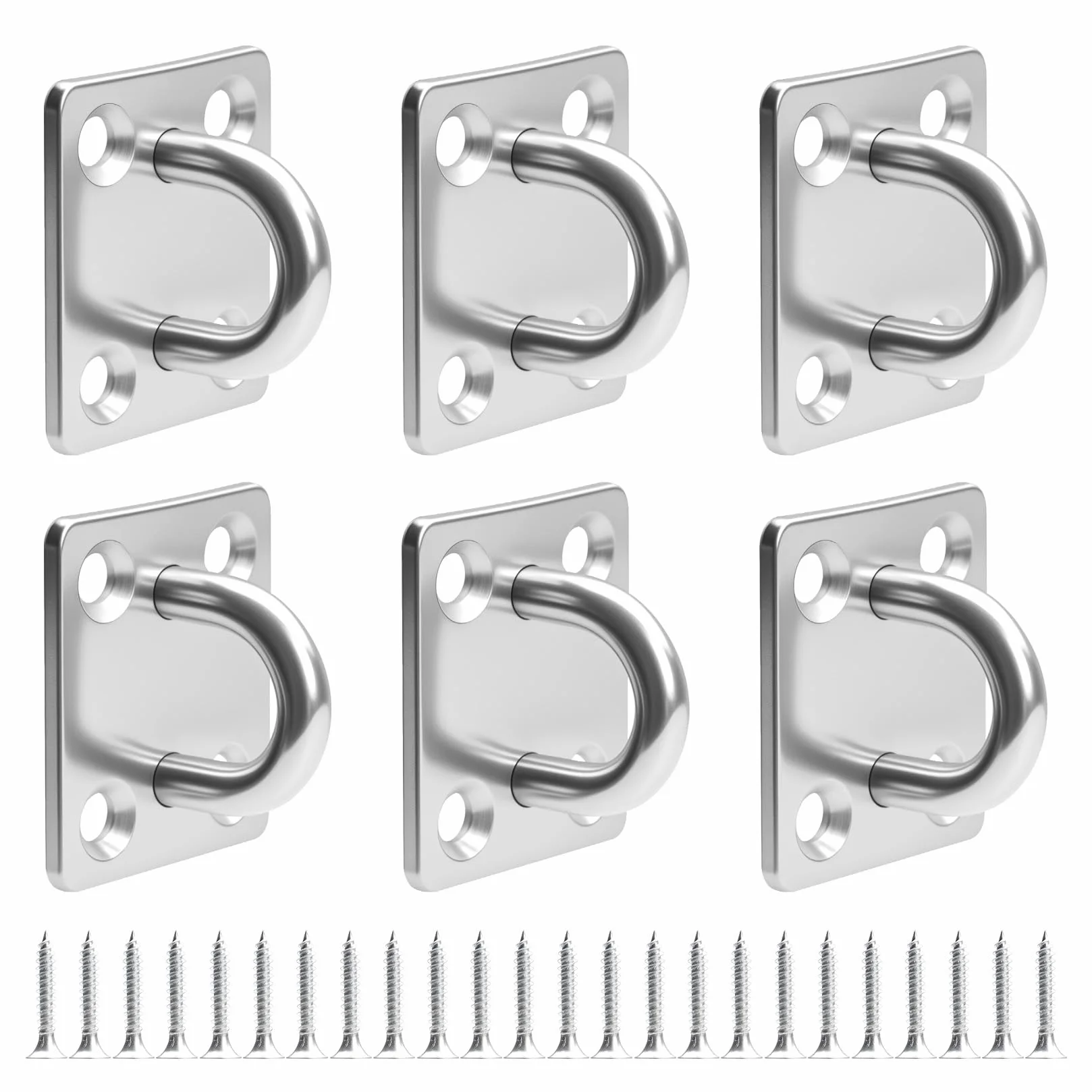 6 Pcs Placa de Ojo de Acero Inoxidable, M5 Ganchos de Techo, Placas de Ojo, Ojales de Pared para Fijación de Toldo Gancho de Techo Pared para Colgar Columpio Yoga Saco de Boxeo Yoga Hamaca Hardware