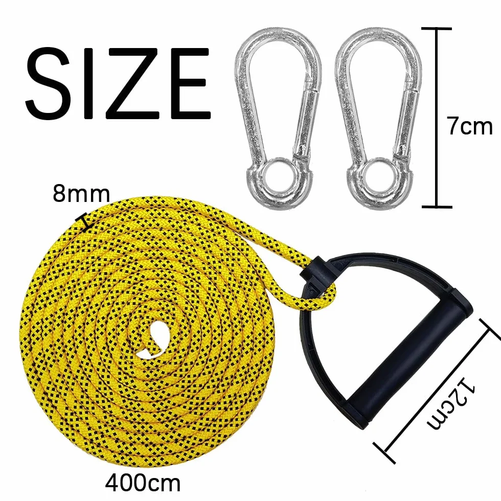 Cuerda de trineo con mosquetón y mango, 4 m, para tirar