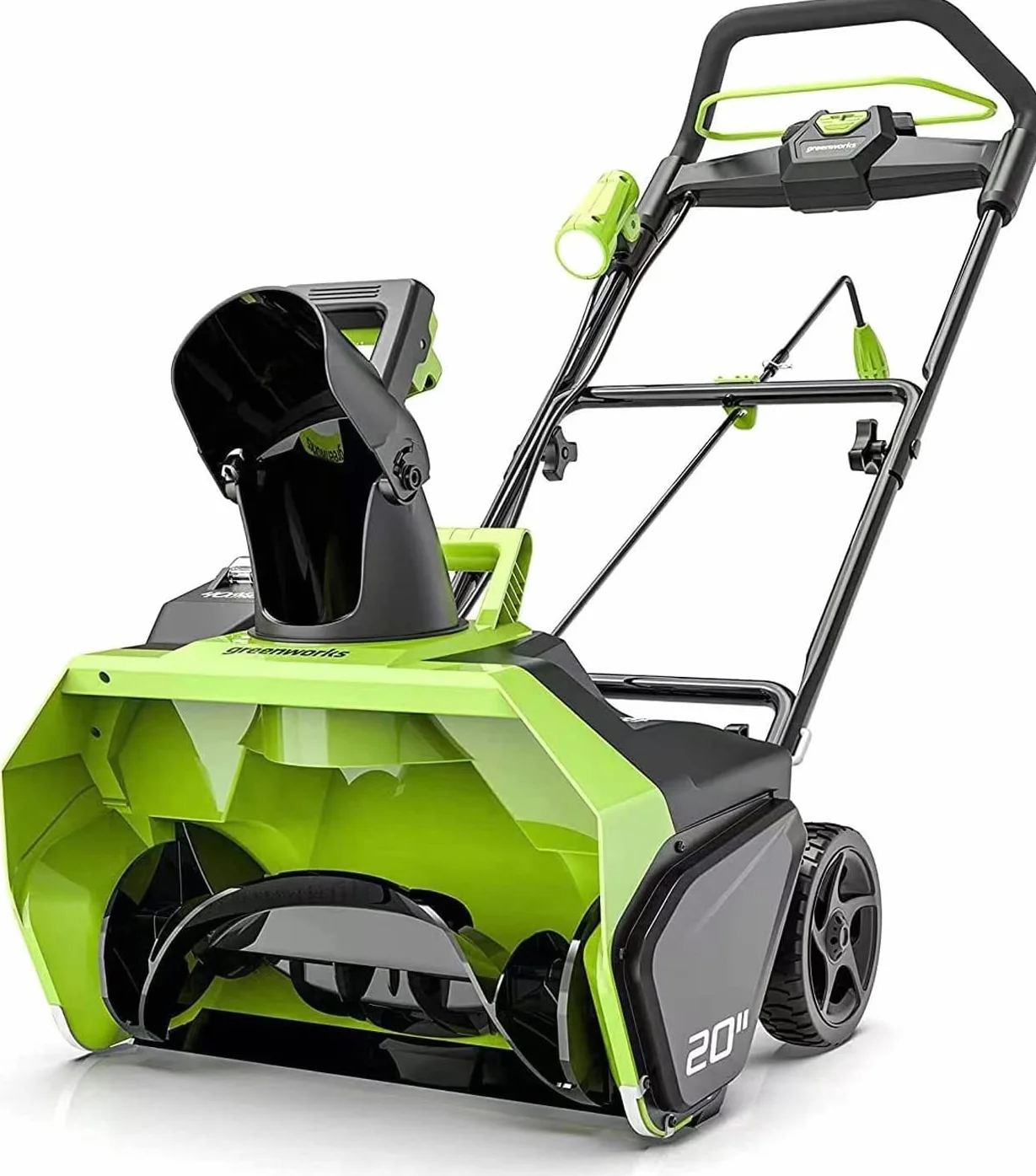 Greenworks GD40ST Quitanieves Monoetapa de Batería con Motor sin Escobillas, 51 cm, 1900 rpm, 180° Tolva Girable, SIN Batería