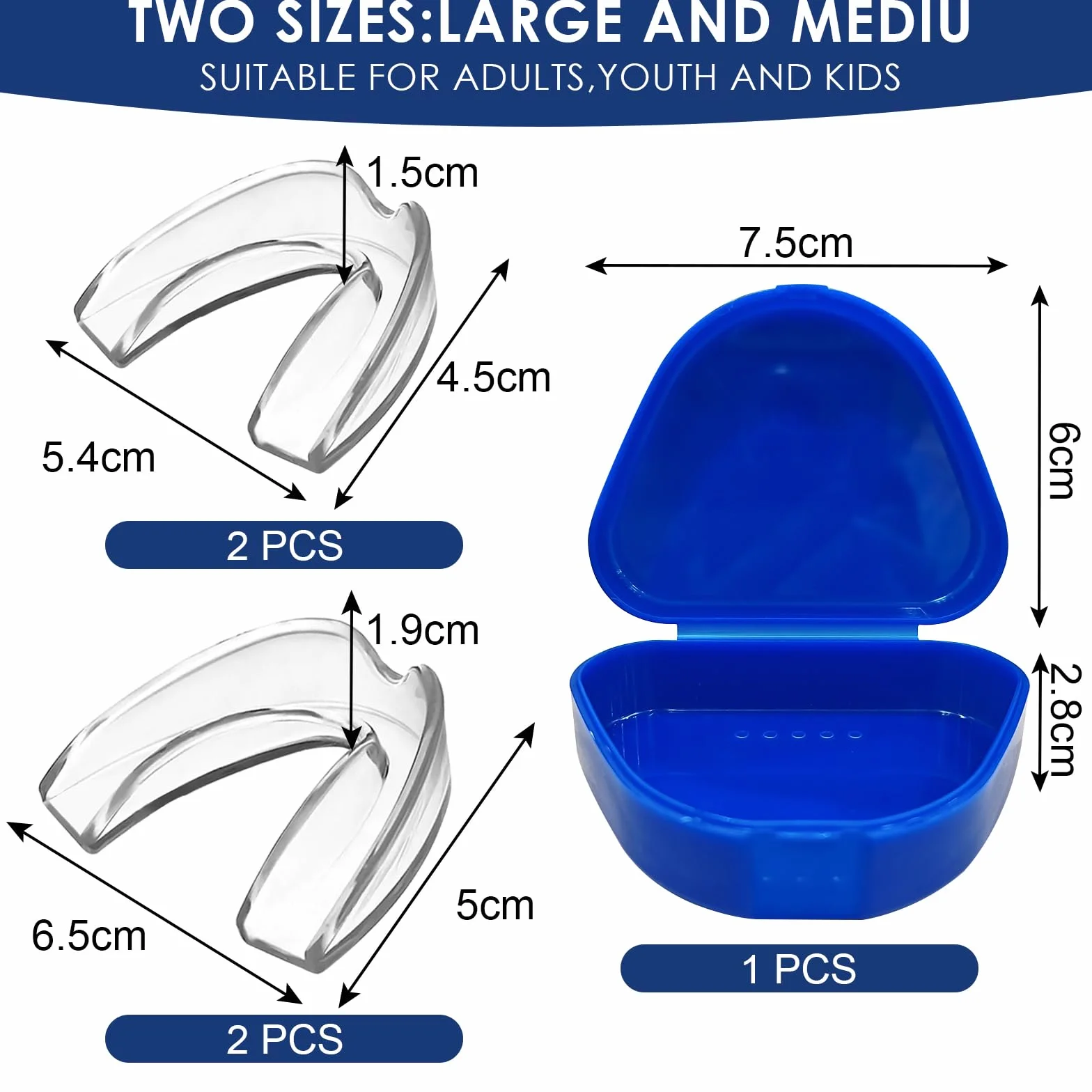 Ferula Descarga Bruxismo 4 Piezas Kit Protección Dental Reutilizables Protector Dental para Rechinar Dientes