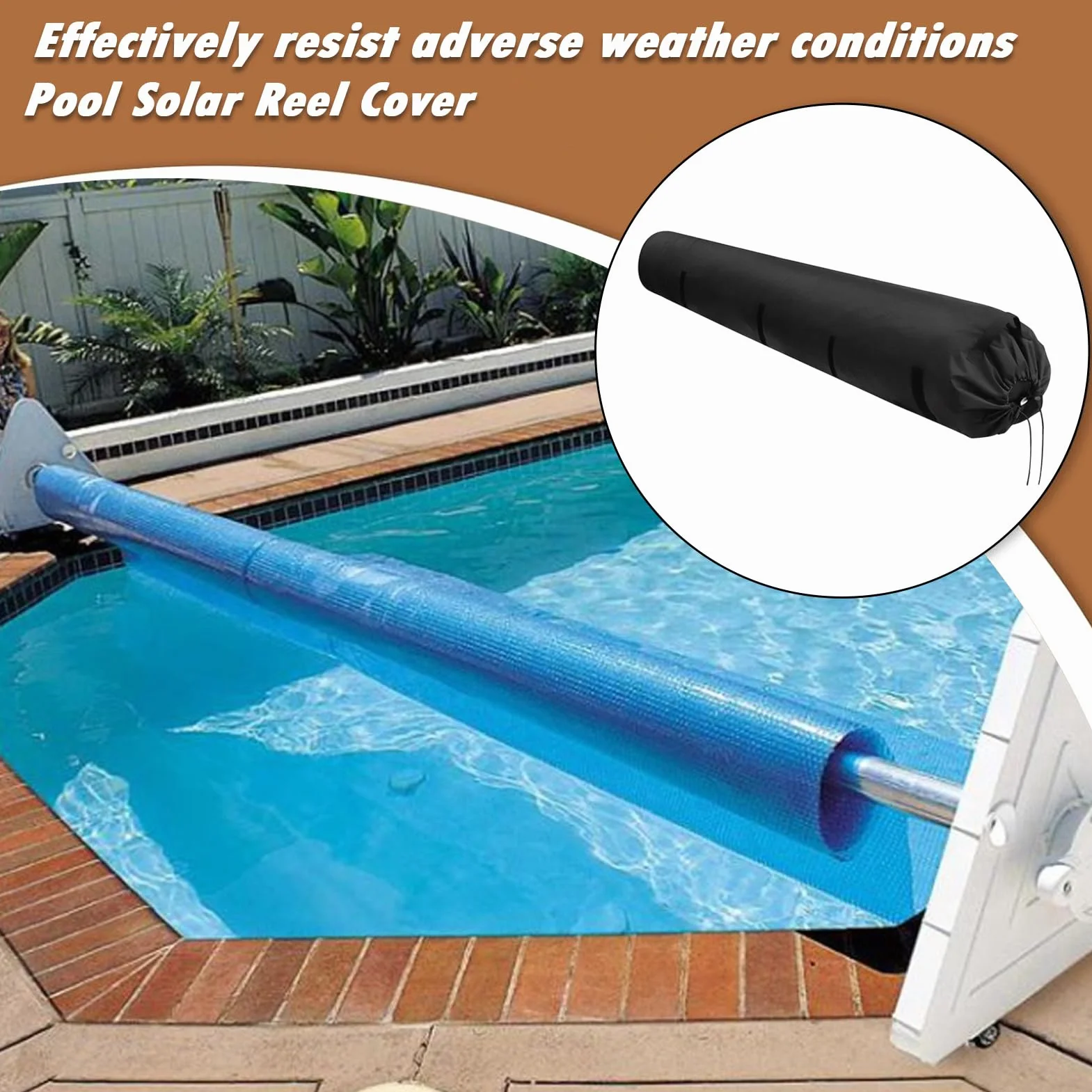 Funda para enrollador de piscina – tela Oxford lona solar protección carrete | Accesorios exteriores guardabarros de suelo – para jardín patio trasero