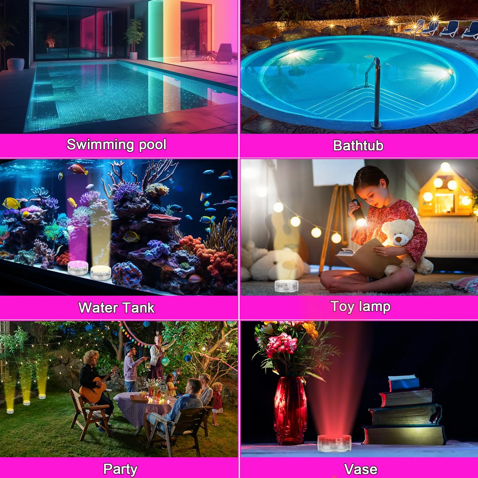 Luces Piscina, Luces Led Sumergibles, Con Control Remoto, luz Piscina Sumergible IP68 Impermeables, Para Piscinas, Jarrones, Acuarios, Estanques, BañEras Y Para Navidad y Fiestas Decoración, 4 Piezas