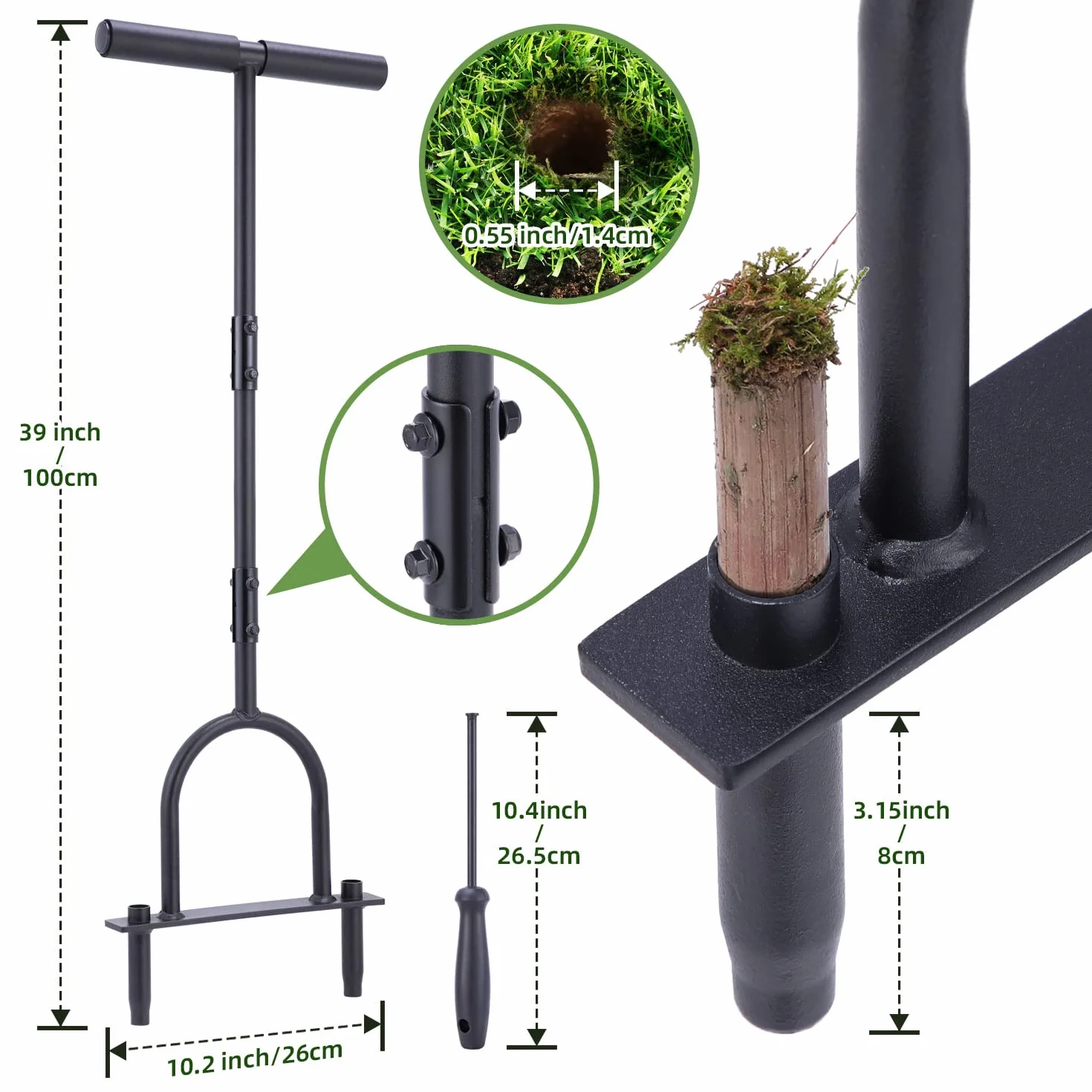 Ohuhu Aireador de césped manual 1 m escarificador suelos compactados aflojar sin obstrucciones jardín