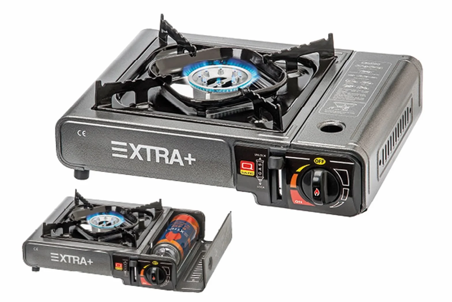 XTRA+ Cocina de Gas Portátil BDZ-155 para Camping con Maletín – Compatible con Cartucho B-250 | Hornillo Compacto para Camping, Playa y Exterior