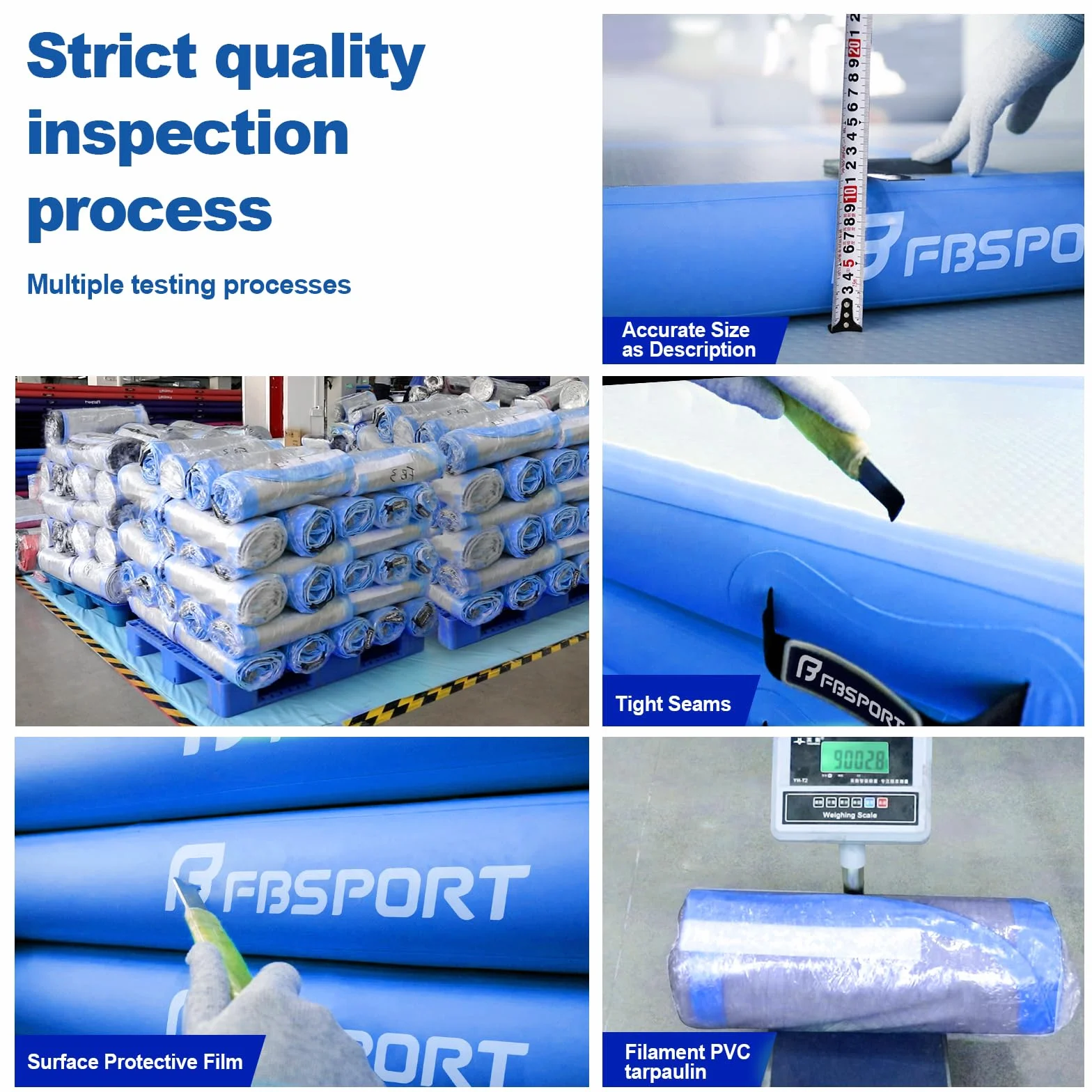 FBSPORT Airtrack Mat 10/20 cm Gymnastics Mat with Air Pump Training Mat Carrying Bag