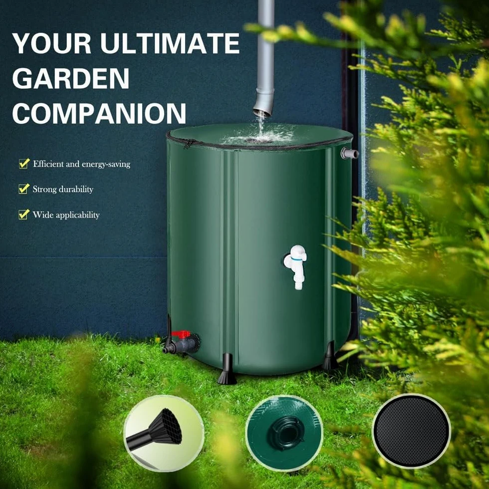 Genérico Baril de Lluvia Plegable 50L a 1000L – Sistema Portátil de Recolección de Agua de Lluvia con Grifo y Tapa Cremallera, Depósito de Agua para Riego de Jardín y Uso Exterior de Emergencia