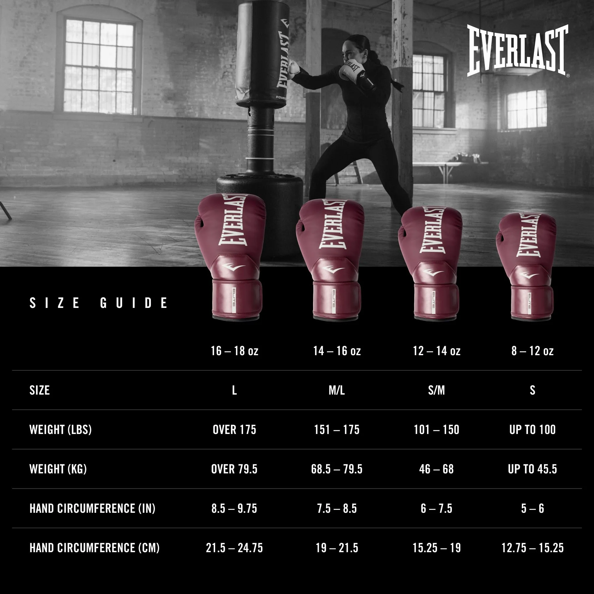 Everlast Elite 2 Boxing Gloves for Bags Mitt Sparring Hook and Loop Strap