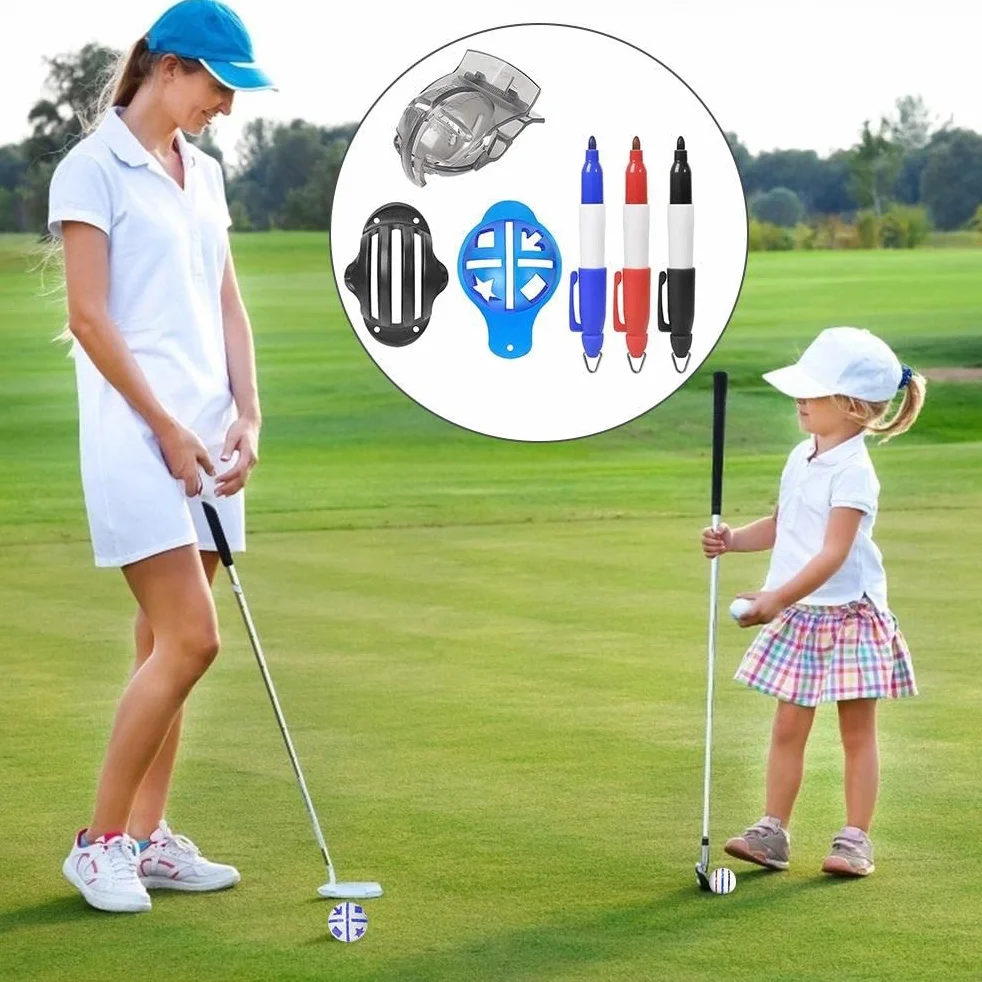 Kit de alineación de marcadores de Bolas de Golf 12pcs Plantilla de Revestimiento Herramienta de Poner