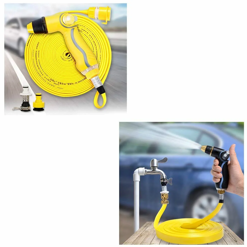 Pistola pulverizadora de jardín, manguera de jardín, boquilla de pulverización, riego de plantas, ducha, mascotas, kit de riego (juego amarillo, traje de 30 m)