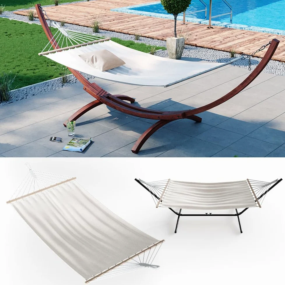 OK-Living Hamaca, Blanco, 190 x 120 cm | apto para uso en interiores y exteriores, compatible con soportes