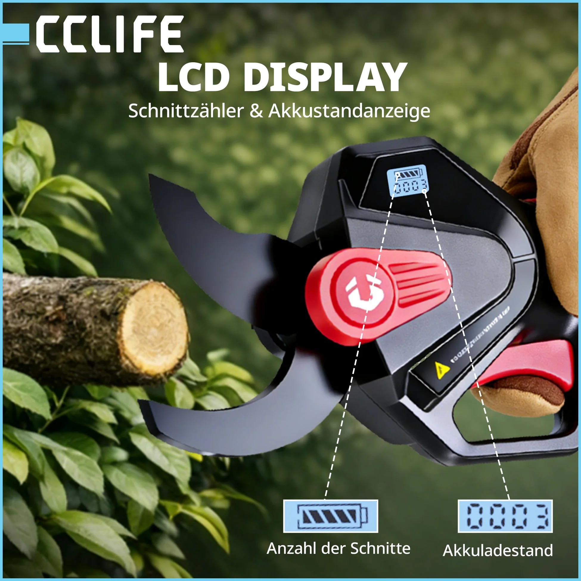 CCLIFE Juego de tijeras de podar con batería 2 en 1 con barra telescópica de 2 m, hasta 40 mm de diámetro de corte, compatible con Makita 18 V/20 V (sin batería)