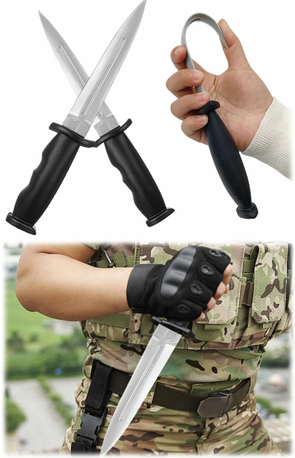 Artes Marciales Cuchillos de Entrenamiento de Goma 4 Piezas Armas de Entrenamiento