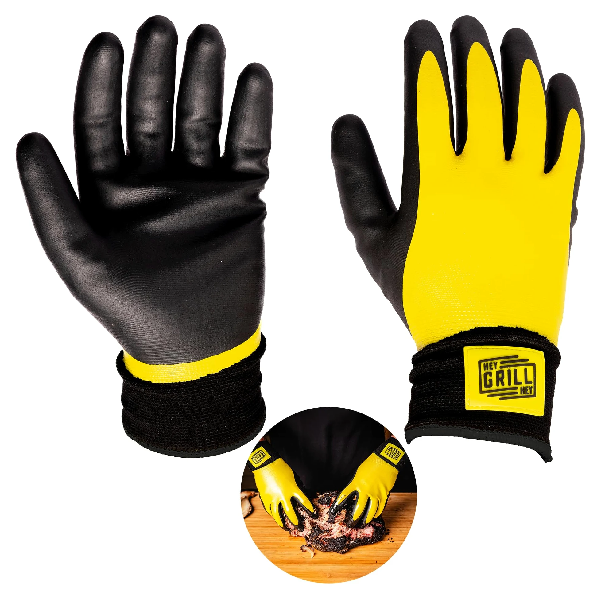 Hey Grill Hey Pitmaster Guantes | Guantes de barbacoa | Protección contra el calor hasta 260 °C | Impermeables | Talla - L
