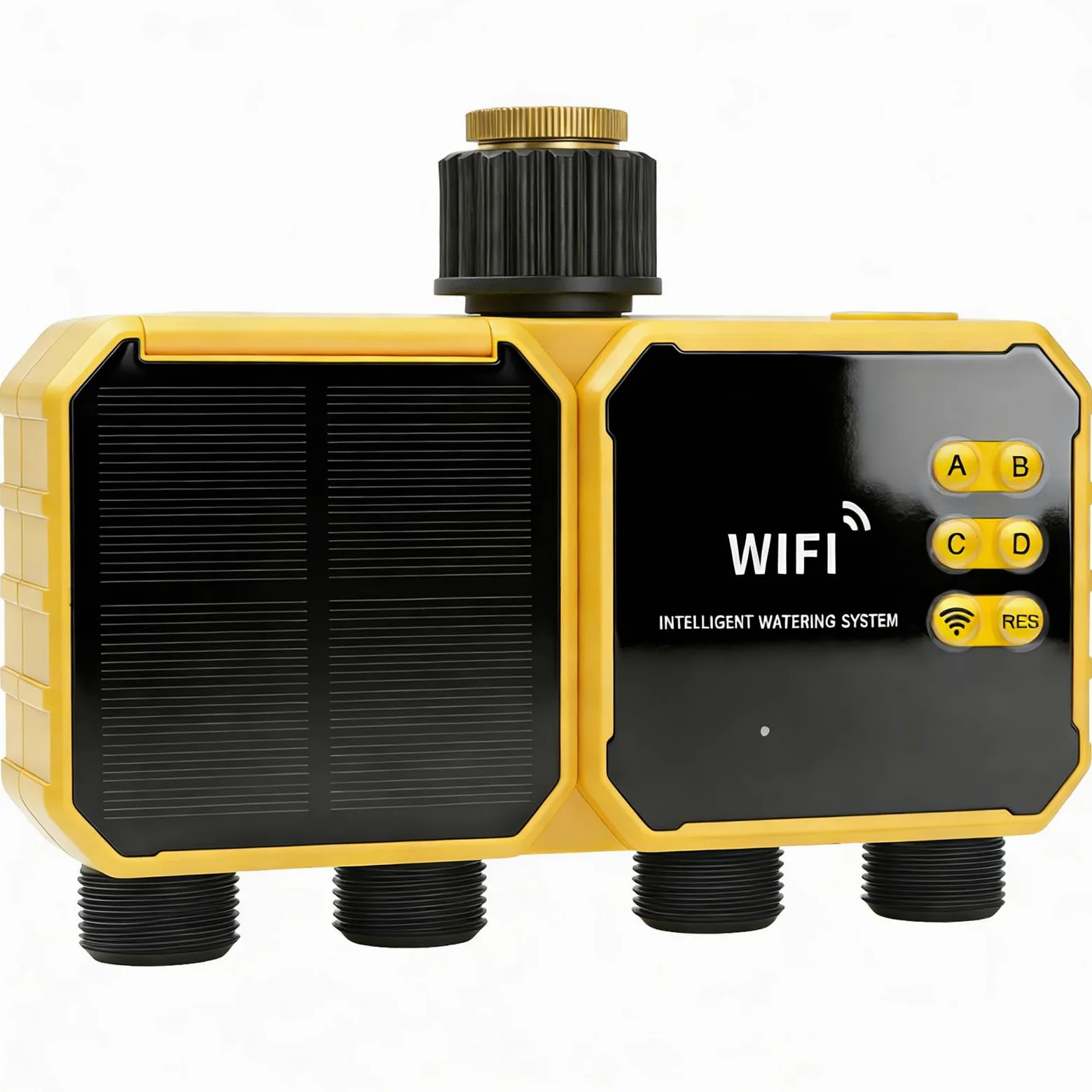 Goshyda Temporizador de Riego Inteligente con Sensor de Lluvia, Controlador de Válvula de Agua con Energía Solar, de Riego de Jardín Fácil de Usar para Patio Exterior, Control WiFi