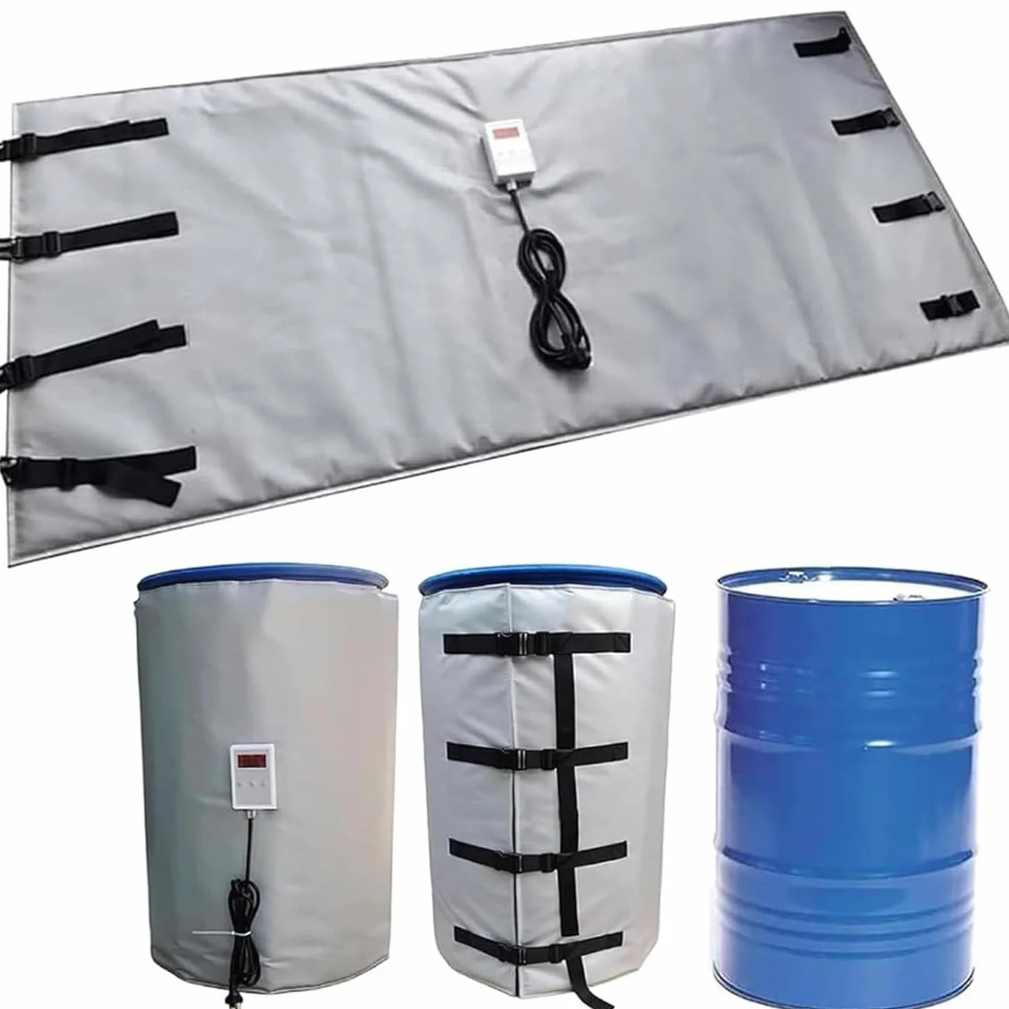 Manta calefactora para Tambor IBC, Manta térmica para Tambor de Aceite de 200L, Temperatura Ajustable 0~150 ℃, Materiales aislantes Impermeables A