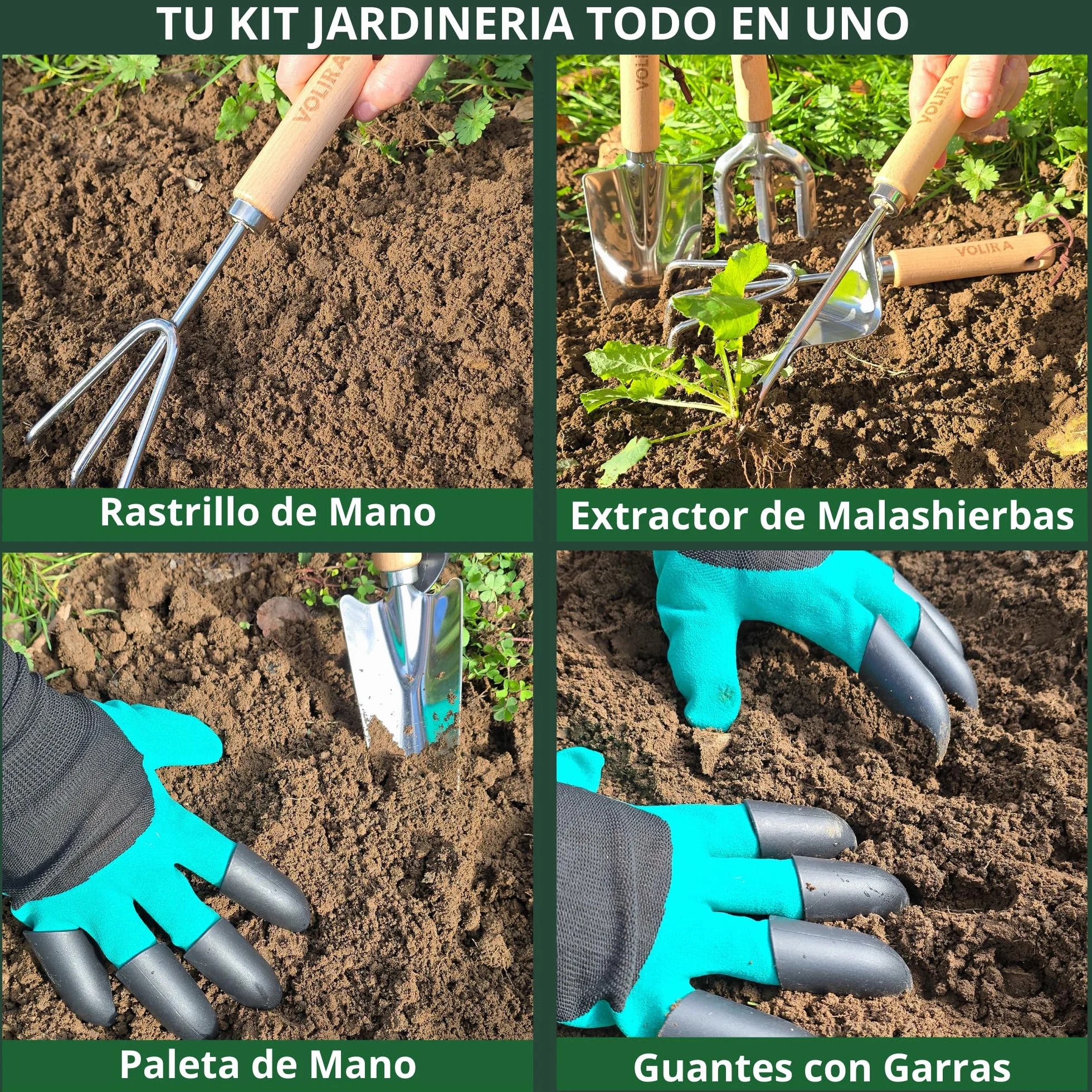 Kit Jardinería 14 Piezas con Bolsa,Herramientas de Jardinería de Acero Inoxidable, Tijeras de Podar SK5, Medidor de Humedad, Guantes y Rodilleras – Set Jardinería para Huerto Urbano y Regalo