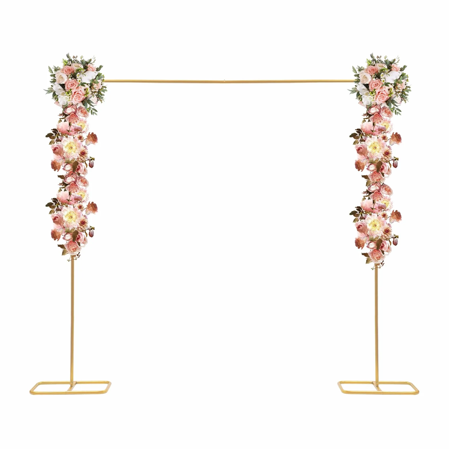 Arco de boda de 2 x 2,1 m, color dorado, ajustable, soporte de metal para fiestas, eventos, decoración