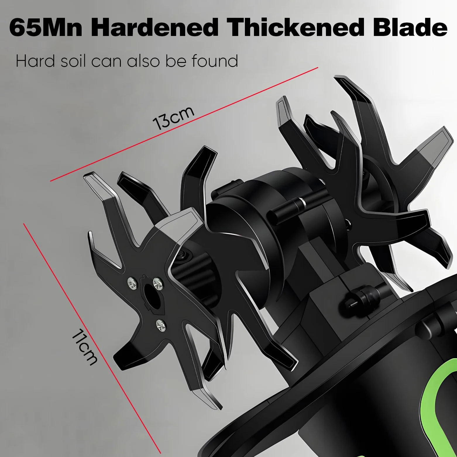 Motoazada Electrica, Mini Motoazada Portátil Varilla de extensión Desmontable de 1,3m,Ancho de Labranza 10cm, Profundidad de Labranza 10 cm Baterías 3000 mAh para Jardines y Huertos (2 Baterías)
