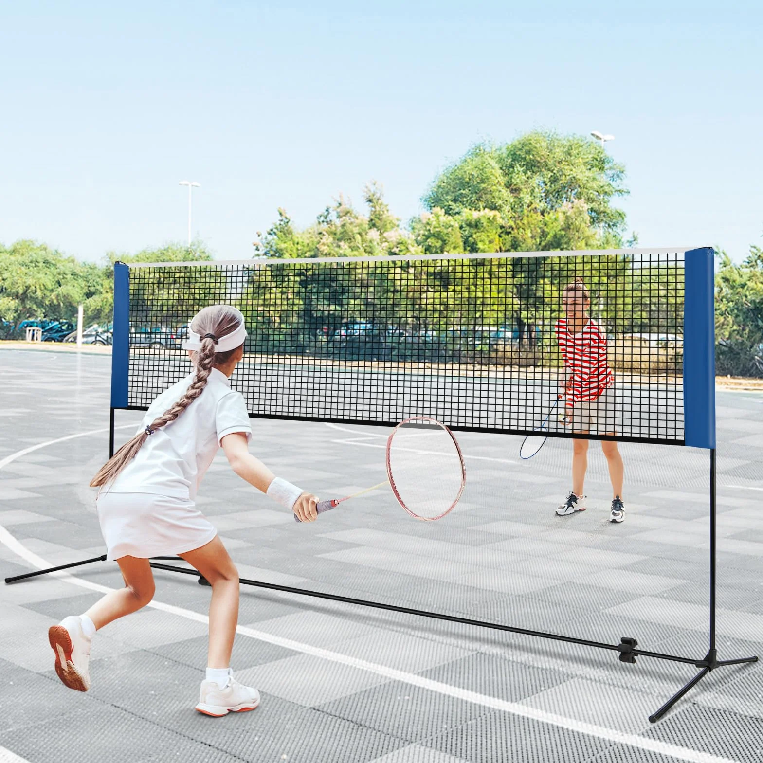 COSTWAY Red Badminton Plegable Altura Ajustable 89-155 cm Redes Portátil 2 Volantes Bolsa Transporte