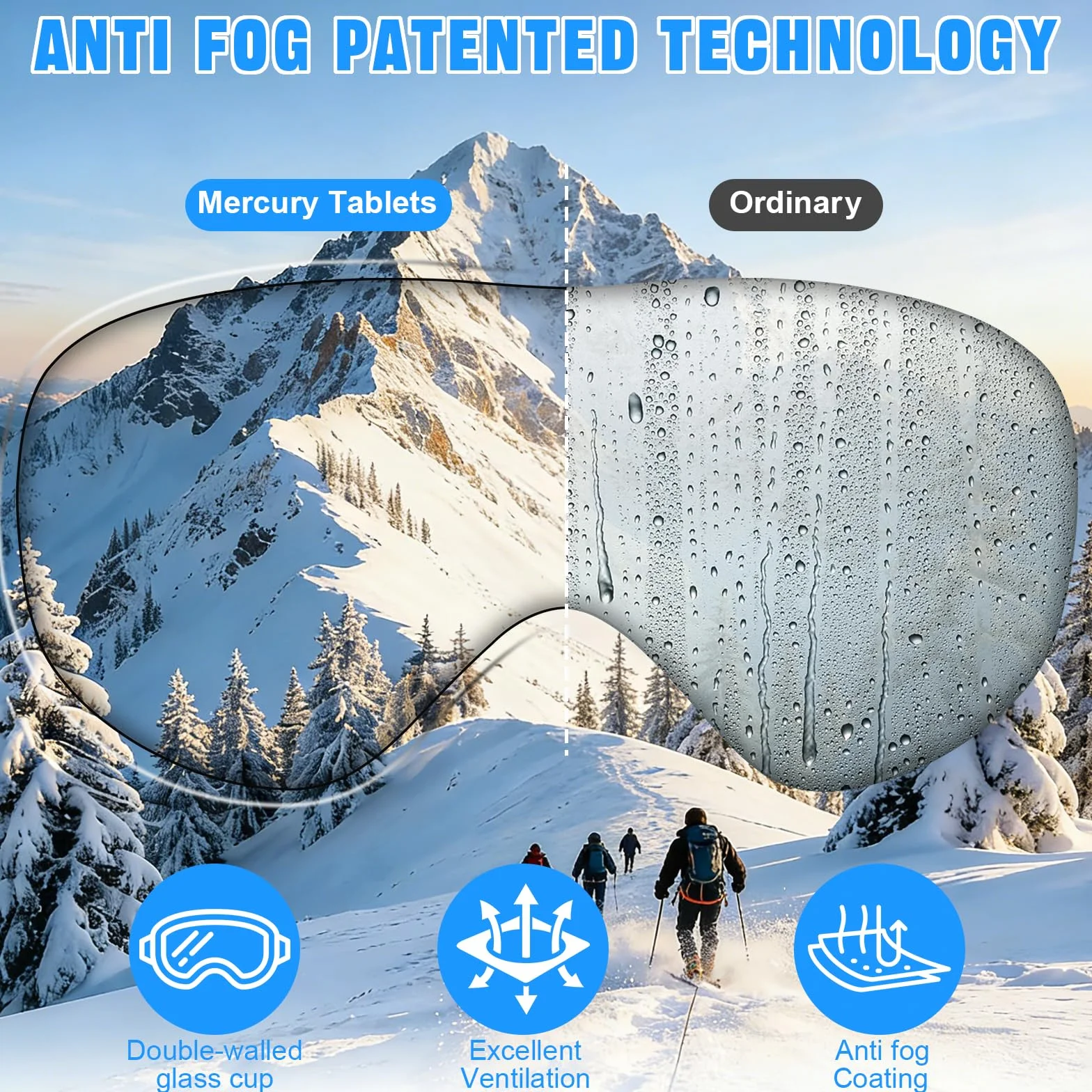 Gafas de Esquí Máscara Snowboard Anti Niebla Protección UV Hombre Mujer Adultos