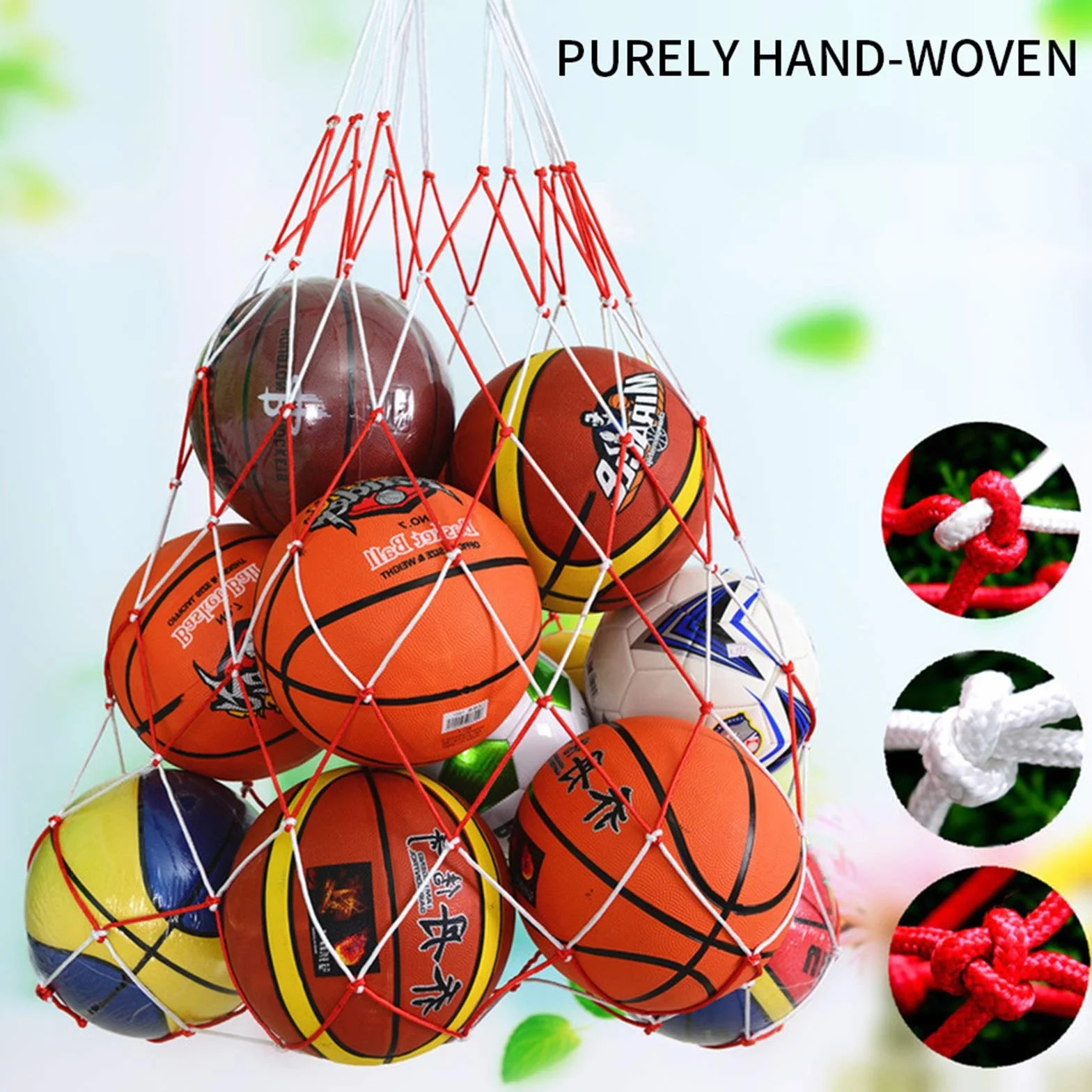 Bolsa de almacenamiento de baloncesto voleibol fútbol malla cordón multi bolas 2 tamaños