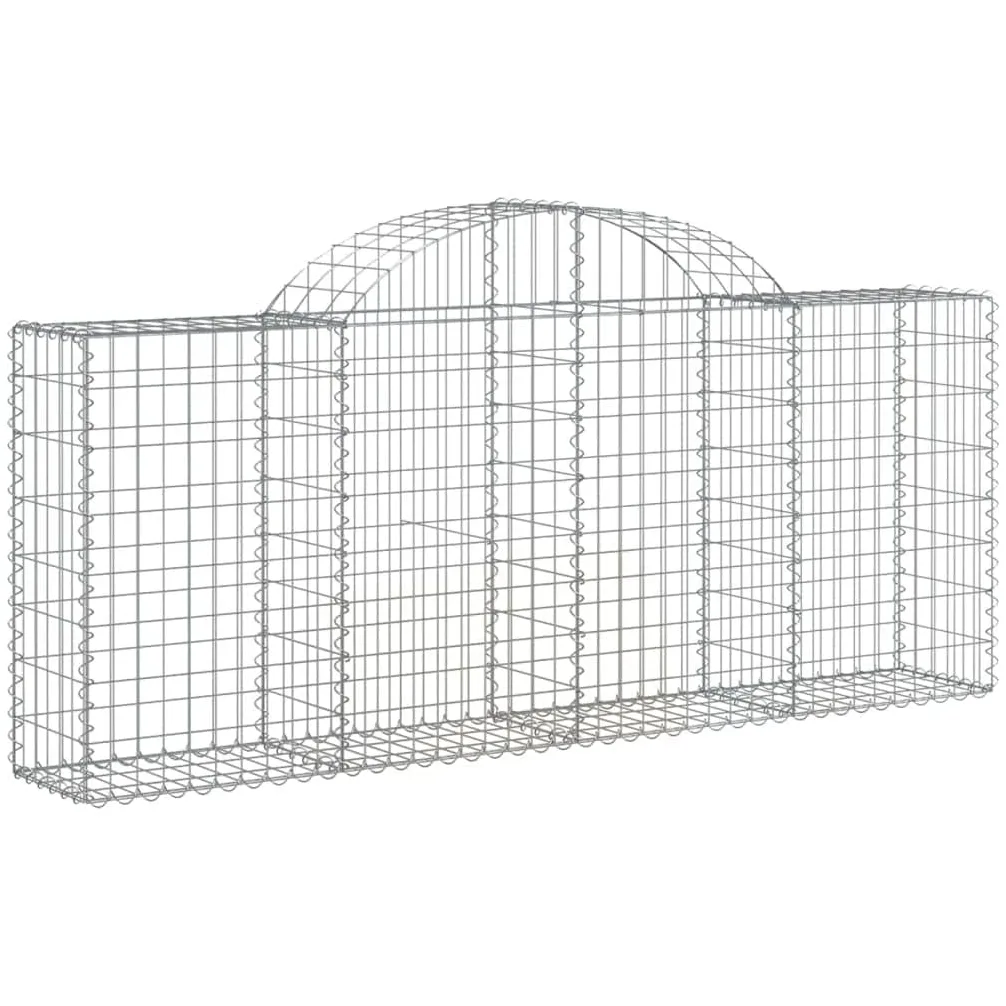 Gaviones de arco alto, 12 unidades, 200 x 30 x 80/100 cm, de hierro galvanizado, para barreras de jardín y protección visual, aislamiento acústico duradero y construcción estable