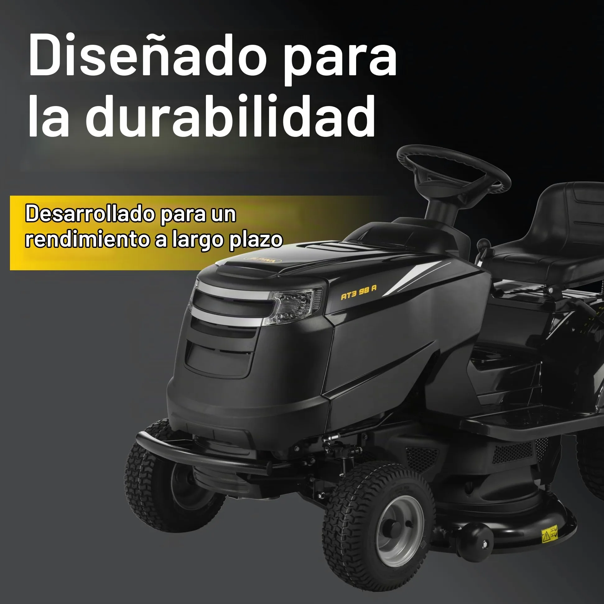 Alpina AT3 98 A – Tractor cortacésped de Gasolina con Motor Alpina de 352 CC, Descarga Lateral y Ancho de Corte de 98 cm
