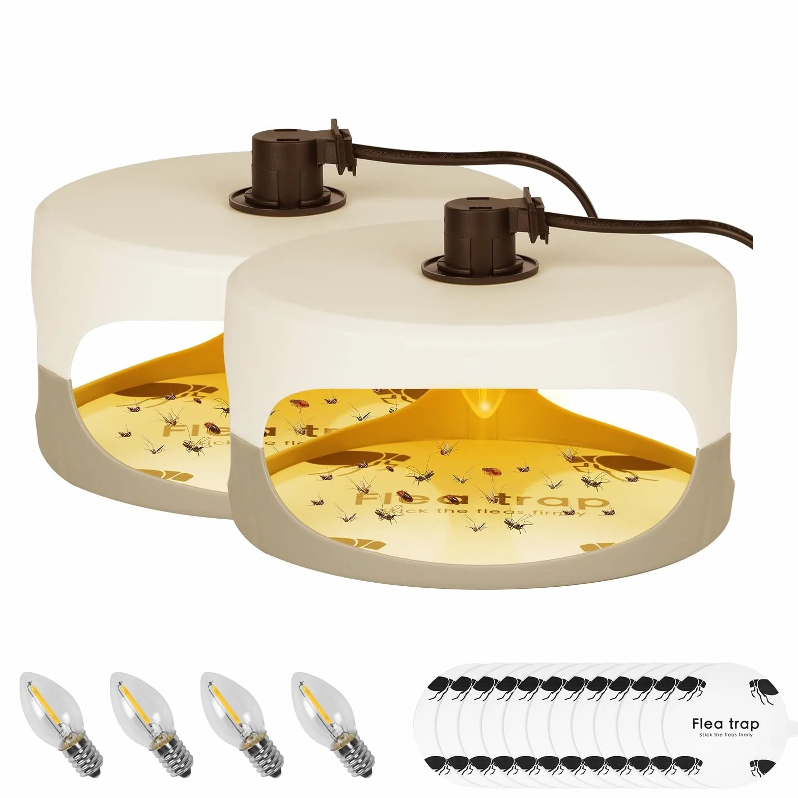 Flintronic 2PCS Trampa para Pulgas, Paquete de 12 Discos Adhesivos, Nuevo, Mata Chinches, Libre de Químicos, Repelente de Plagas Trampa para Pulgas, Uso en Interiores