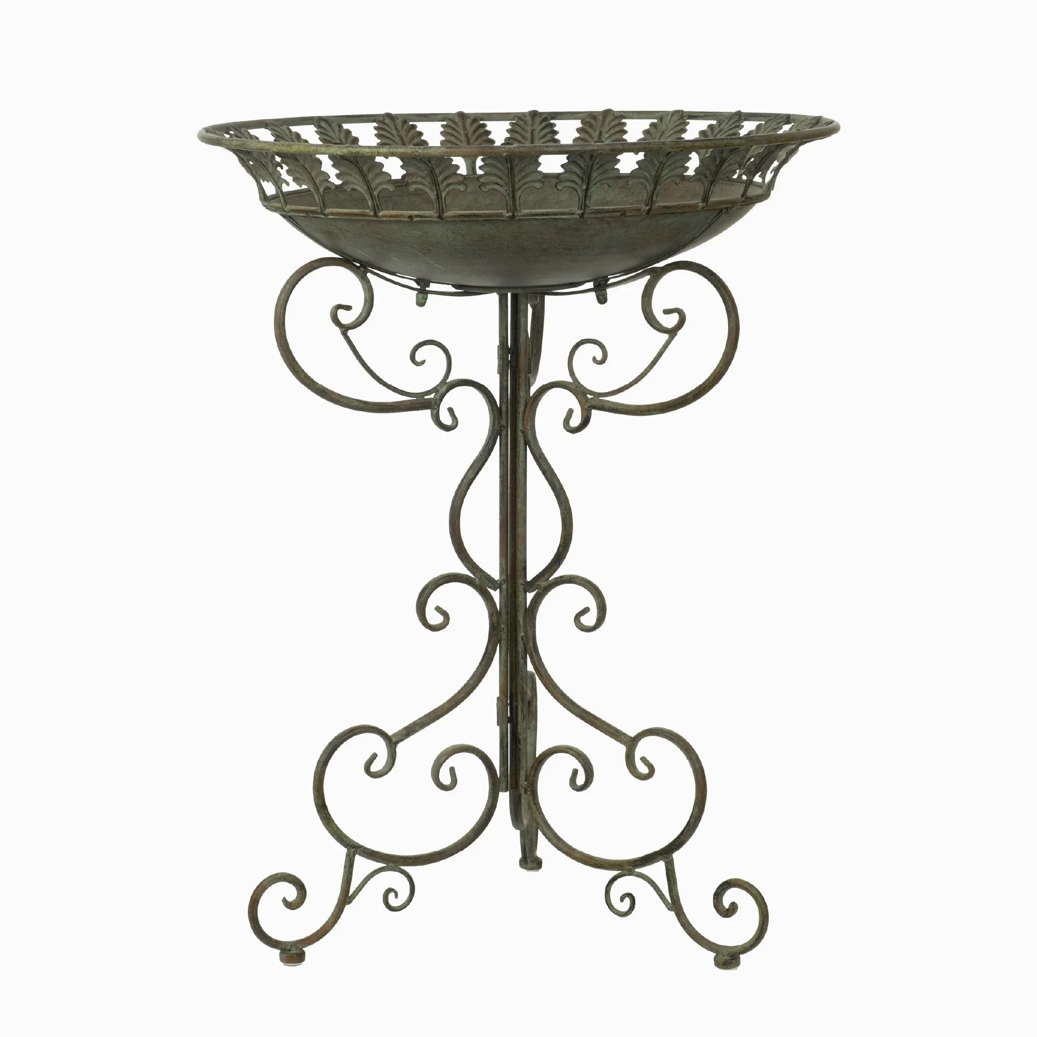 Moritz Bebedero para pájaros, corona de hojas, base decorada, cuenco de agua, 68,5 cm, para pájaros, bebedero de agua para jardín, resistente a las heladas