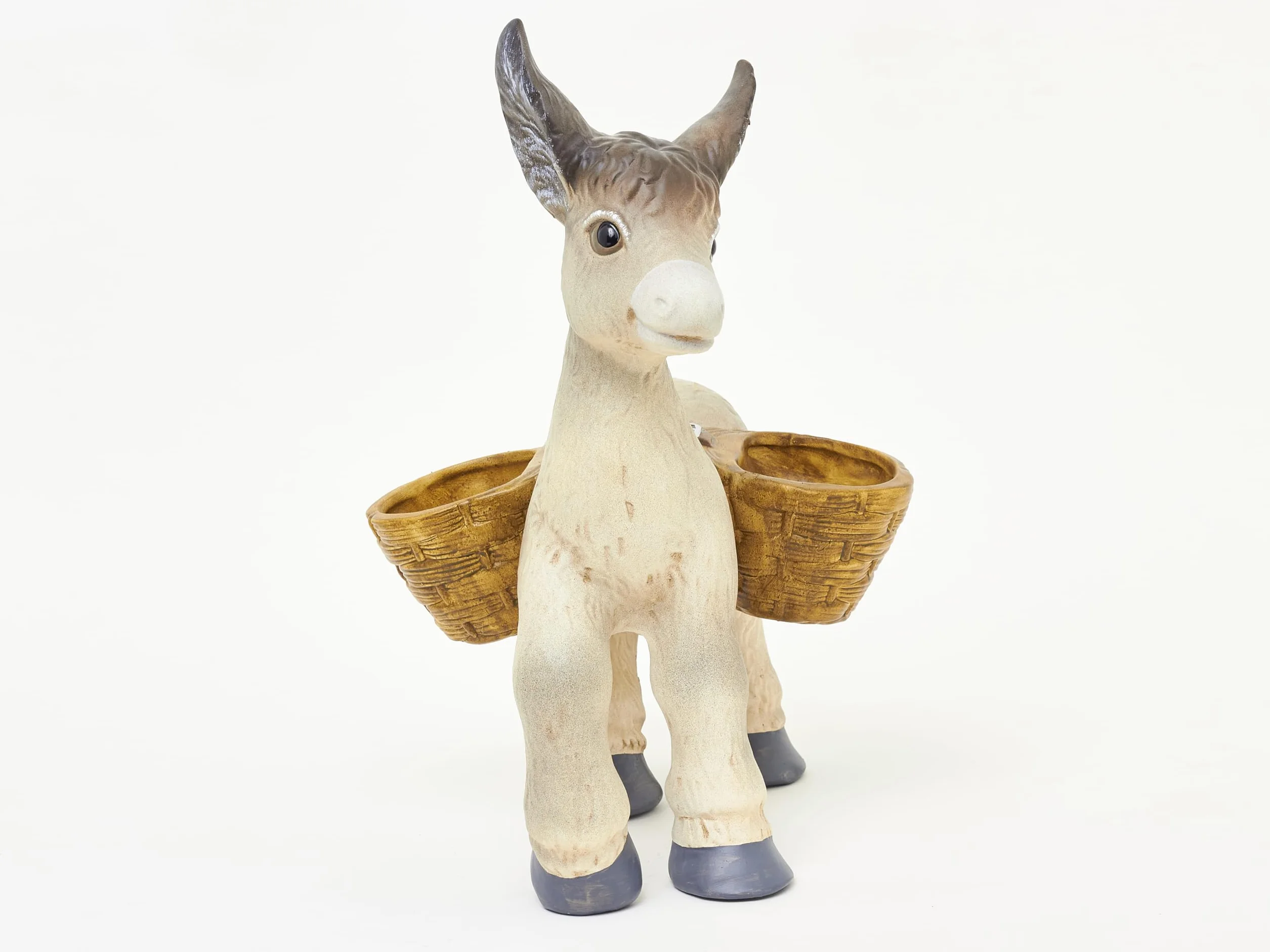 Burro con Alforjas de Cerámica Doble Maceta Colores Vivos Diseño Detallado Artesanía Pintado a Mano Figura Jardín Exteriores 40x28x30 cm