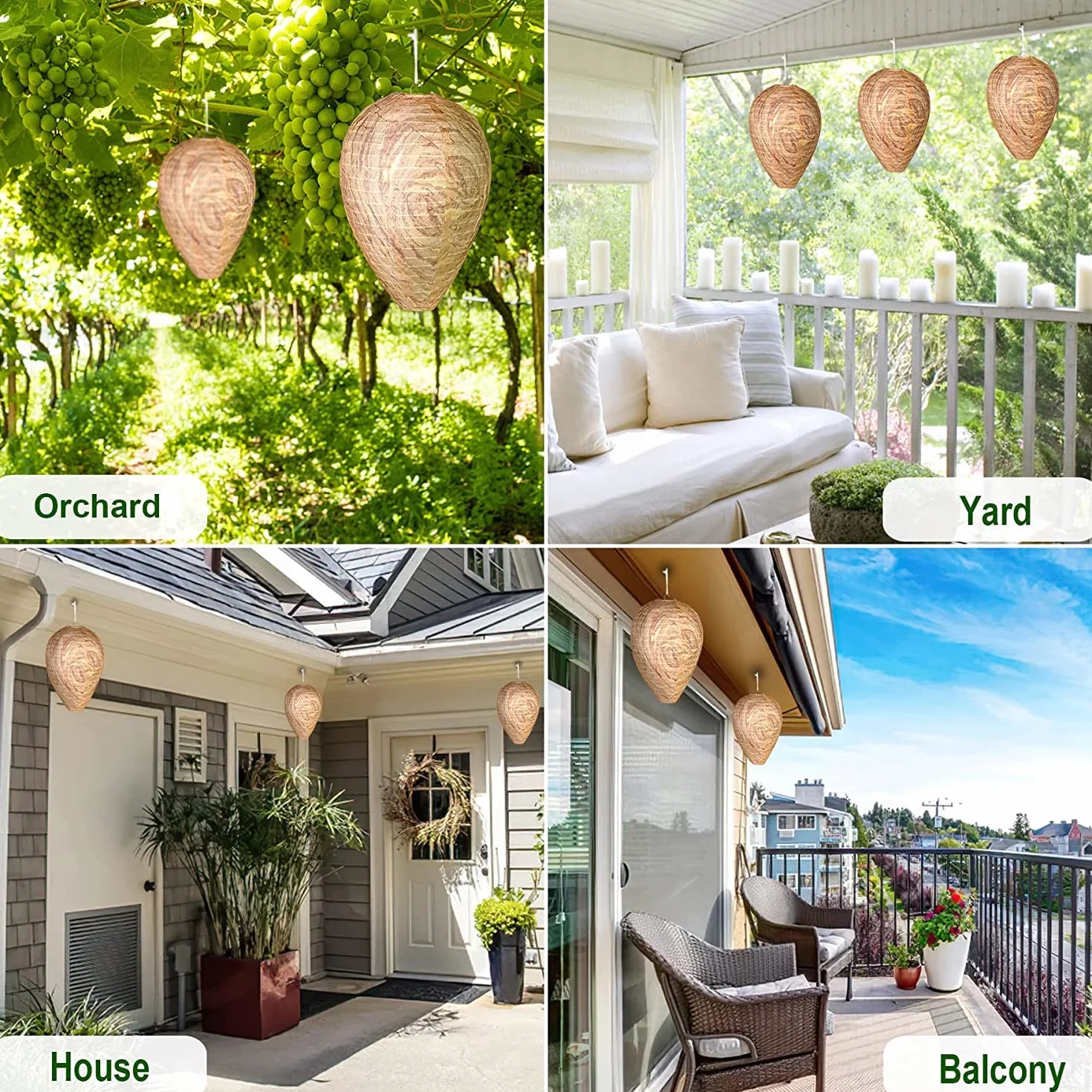 AUGSHY 4 Pcs Nido de Avispas Señuelo, Impermeable Trampa Avispas Exterior, Trampa Avispas para Casa Y Jardín Exterior
