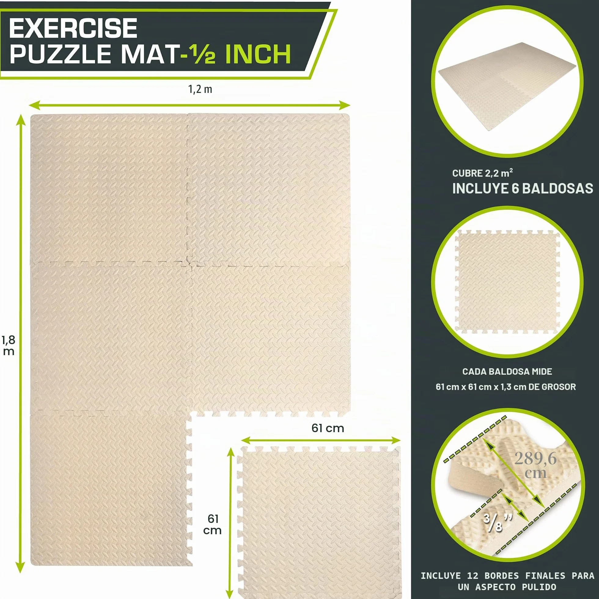 ProsourceFit Exercise Puzzle Mat EVA Foam Interlocking Tiles Cushion Flooring for Gym
