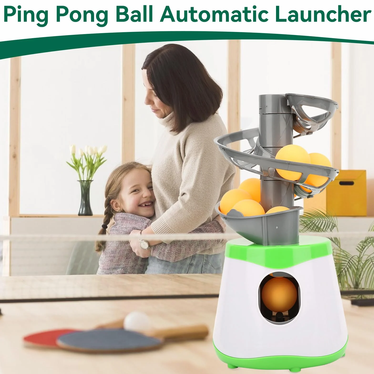 Máquina de Pelotas de Ping Pong 5000 mAh Lanzador Automático de Tenis de Mesa con 10 Pelotas de Entrenamiento