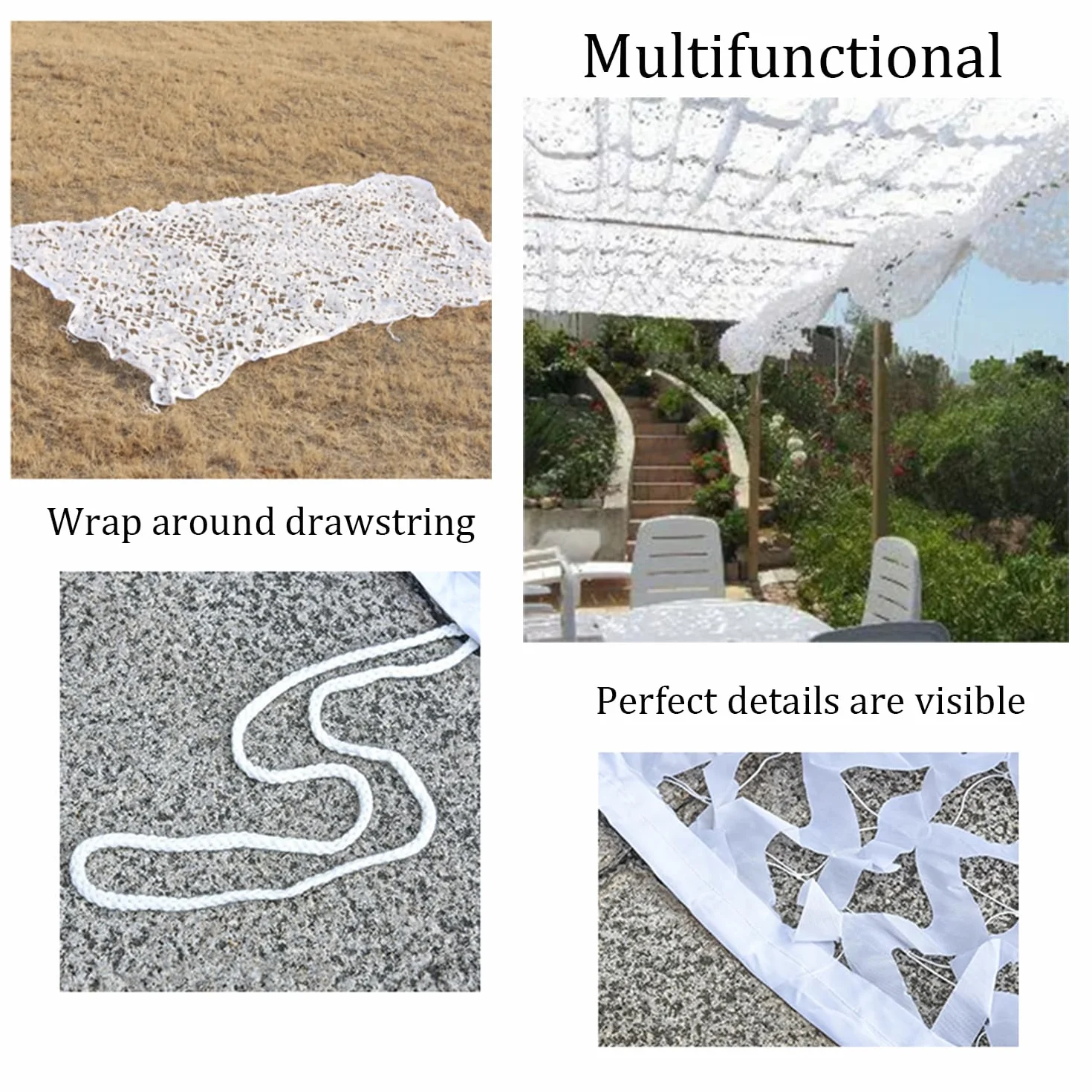 Red Camuflaje 3x6m Malla de Protección Parasol Blanco Exteriores Caza Jardín Camping Pantalla Solar