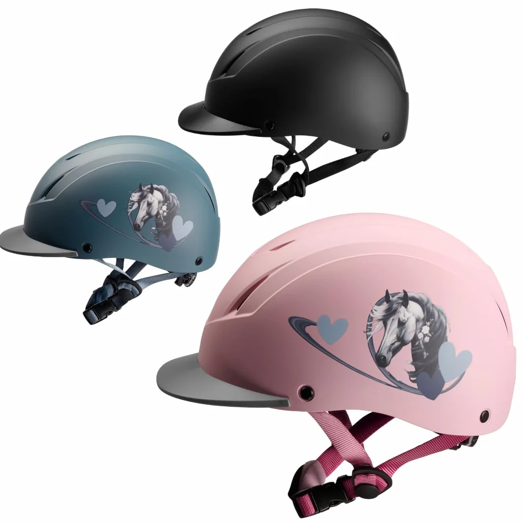 PFIFF ProtectionX Casco de equitación para niños Ajustable con ventilación Azul Negro Rosa 48-52 52-56 cm