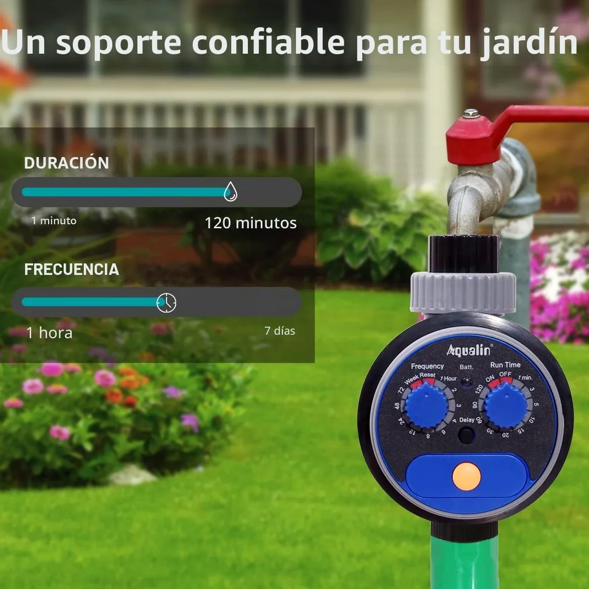 Reloj de riego de jardín con válvula de bola, actualización de computadora de agua, no se requiere presión de agua..