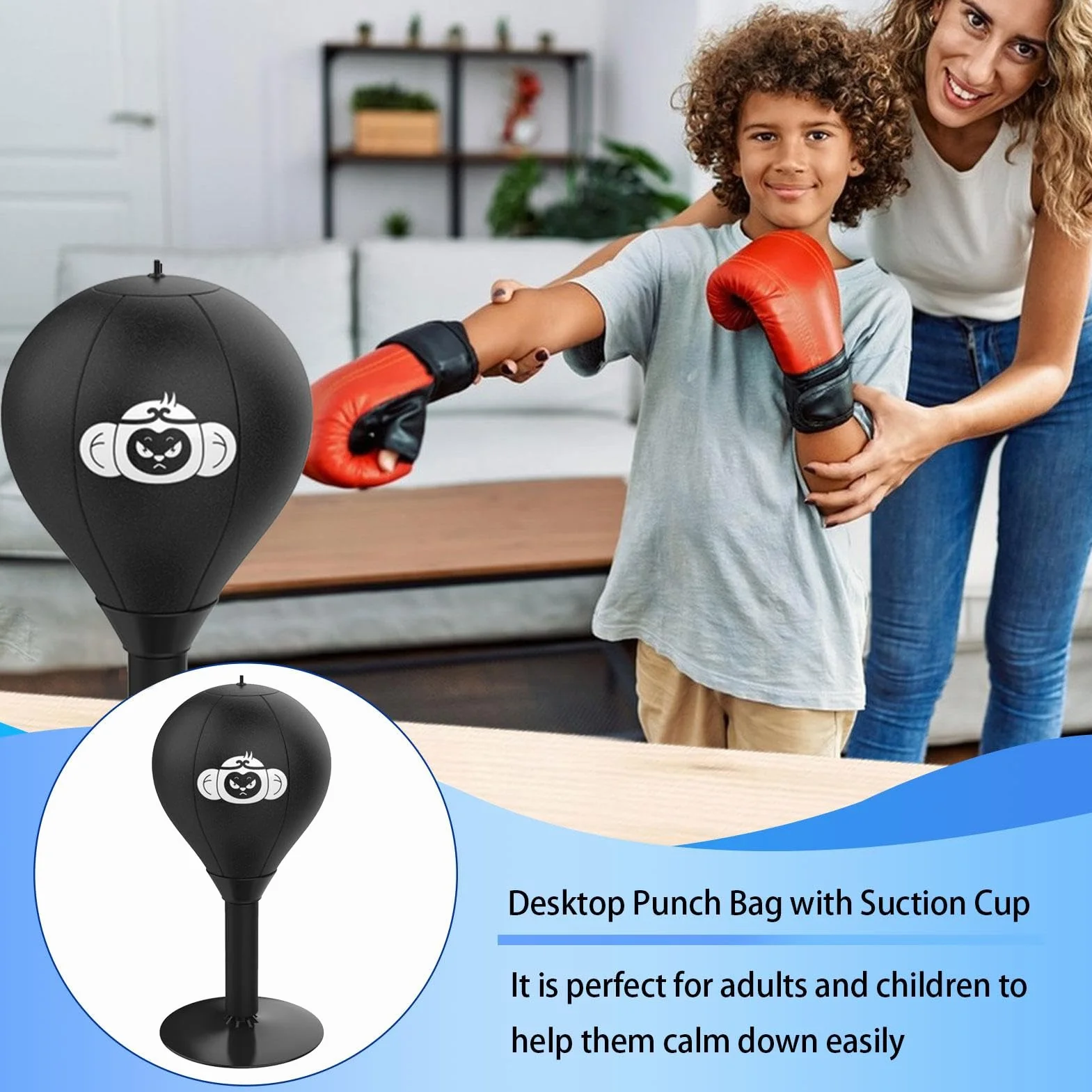 Desktop Punching Bag Suction Cup Table Boxing Ball Heavy Duty Stress Relief for Home Workplace