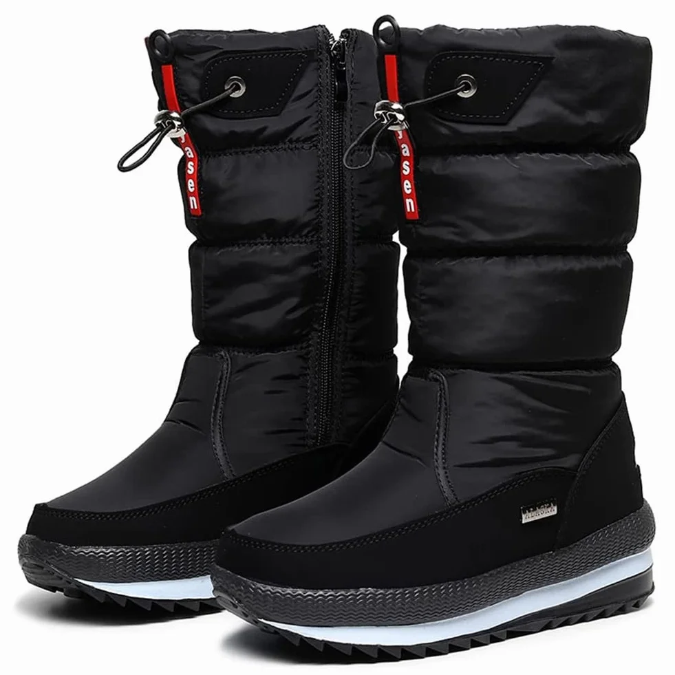 Botas de Nieve Mujer Cremallera Impermeables Aisladas Invierno