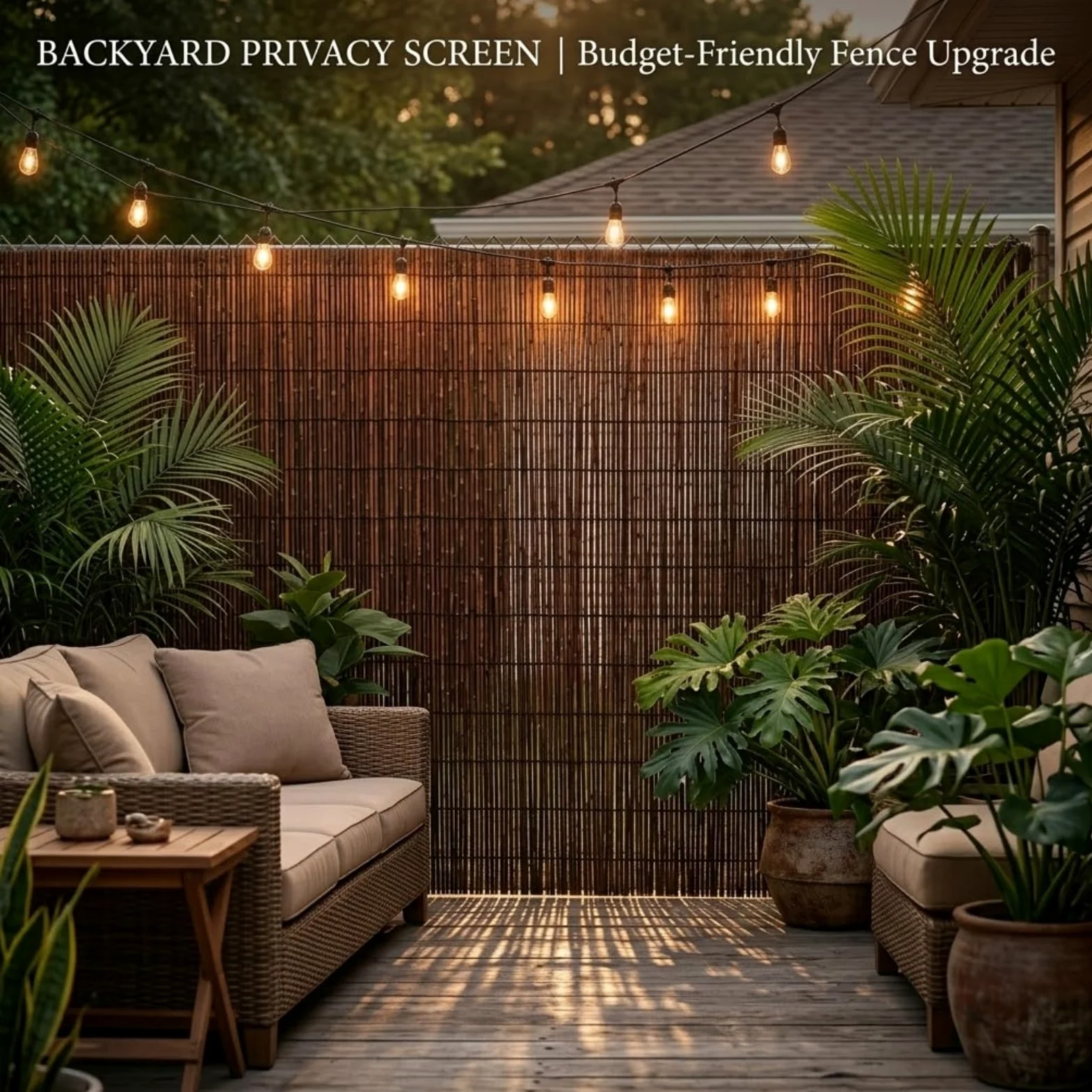 Cañizo Natural para Ocultación Jardín Exterior, Valla de Caña para Terraza y Balcón, Cubre Vallas para Jardín, Paneles Ocultación, Cercado Privacidad, Robusto(Natural,61x1524cm(2x50ft))
