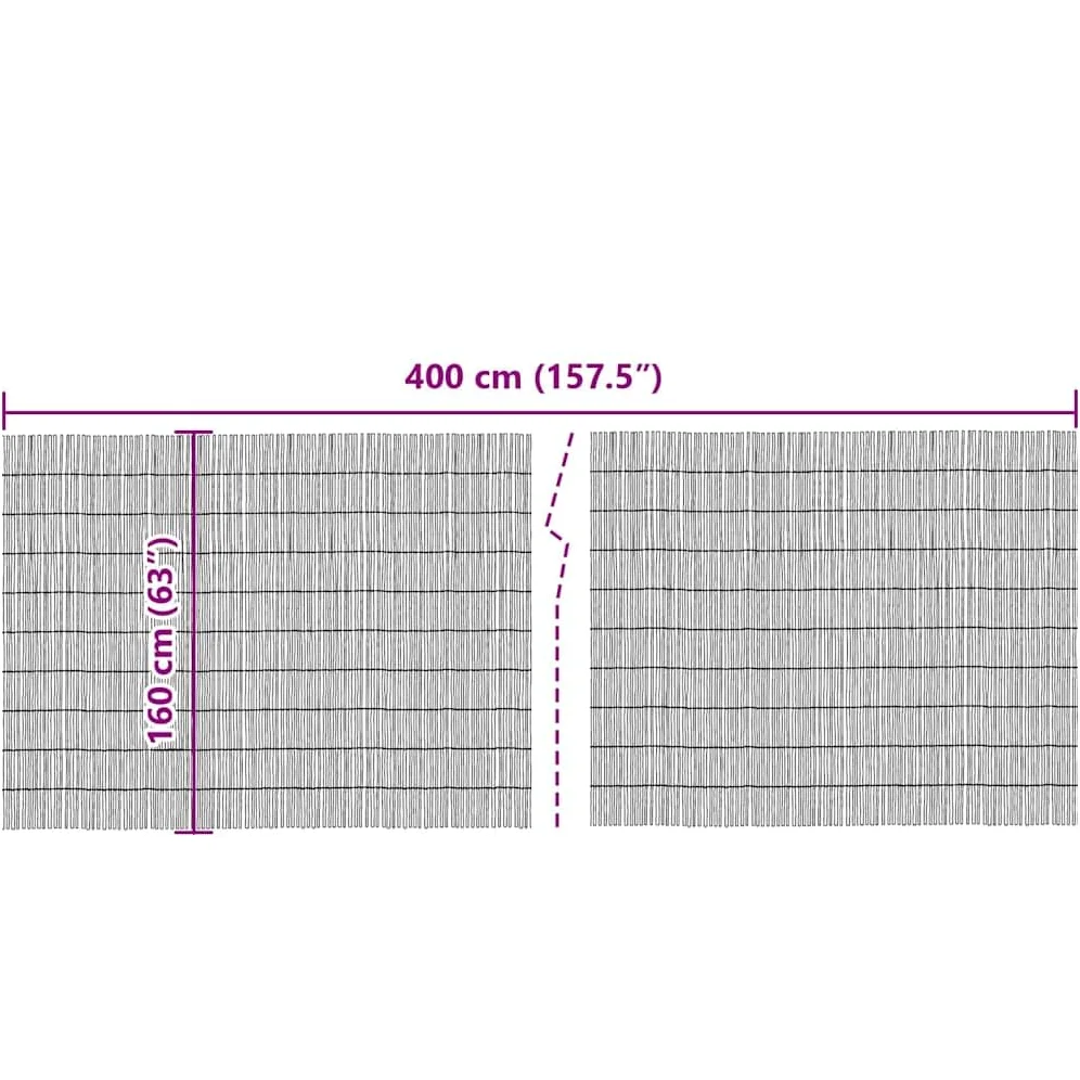 Valla de jardín natural de juncos, 400 x 160 cm, resistente a la intemperie, elemento de protección visual para terraza, balcón y jardín con tamaños flexibles, fácil montaje