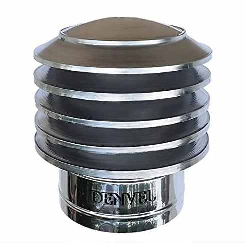 200 mm Cubierta de Chimenea Antirrevoco en Acero Inoxidable – Sombrero de Chimenea Lamelar, Sombrerete de Protección contra la Lluvia, Tapa para Conducto de Humos y Ventilación – Denvel®