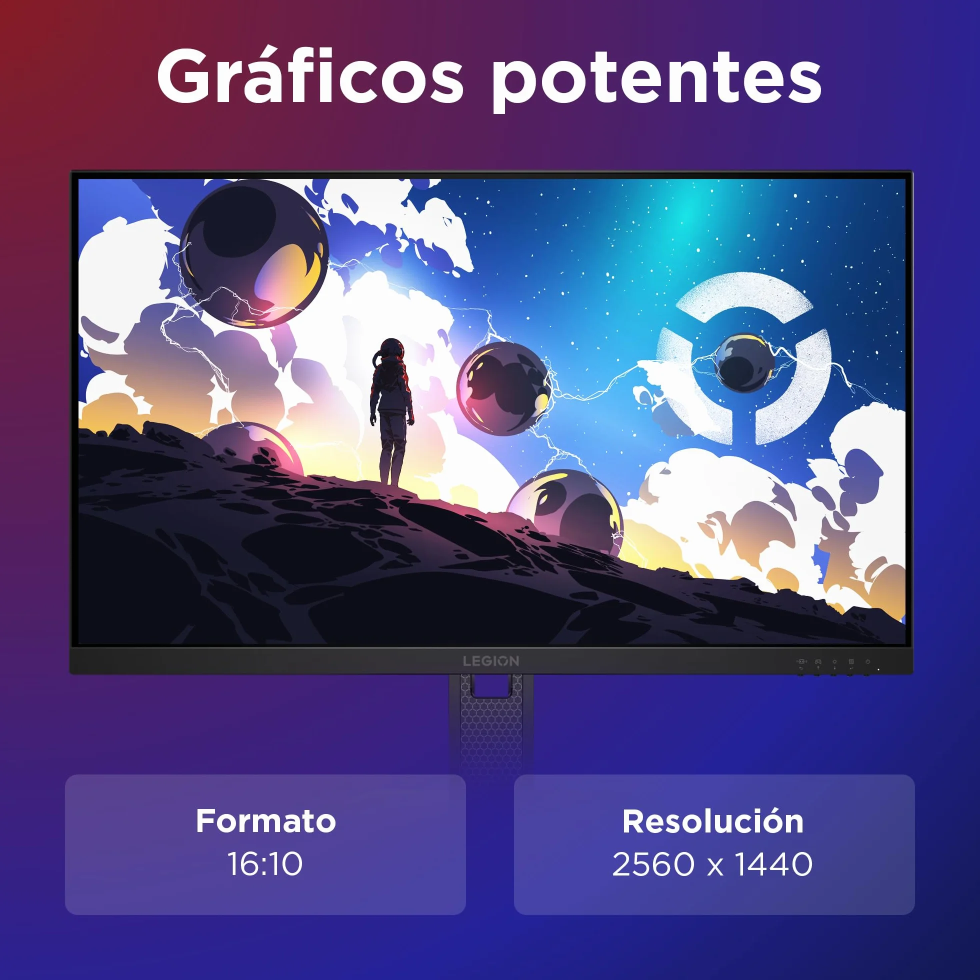 Lenovo Legion 27Q-10 27" Monitor Gaming QHD IPS 240 Hz 0.5 ms HDMI 2.1 DP 1.4 G-Sync FreeSync Premium Negro
