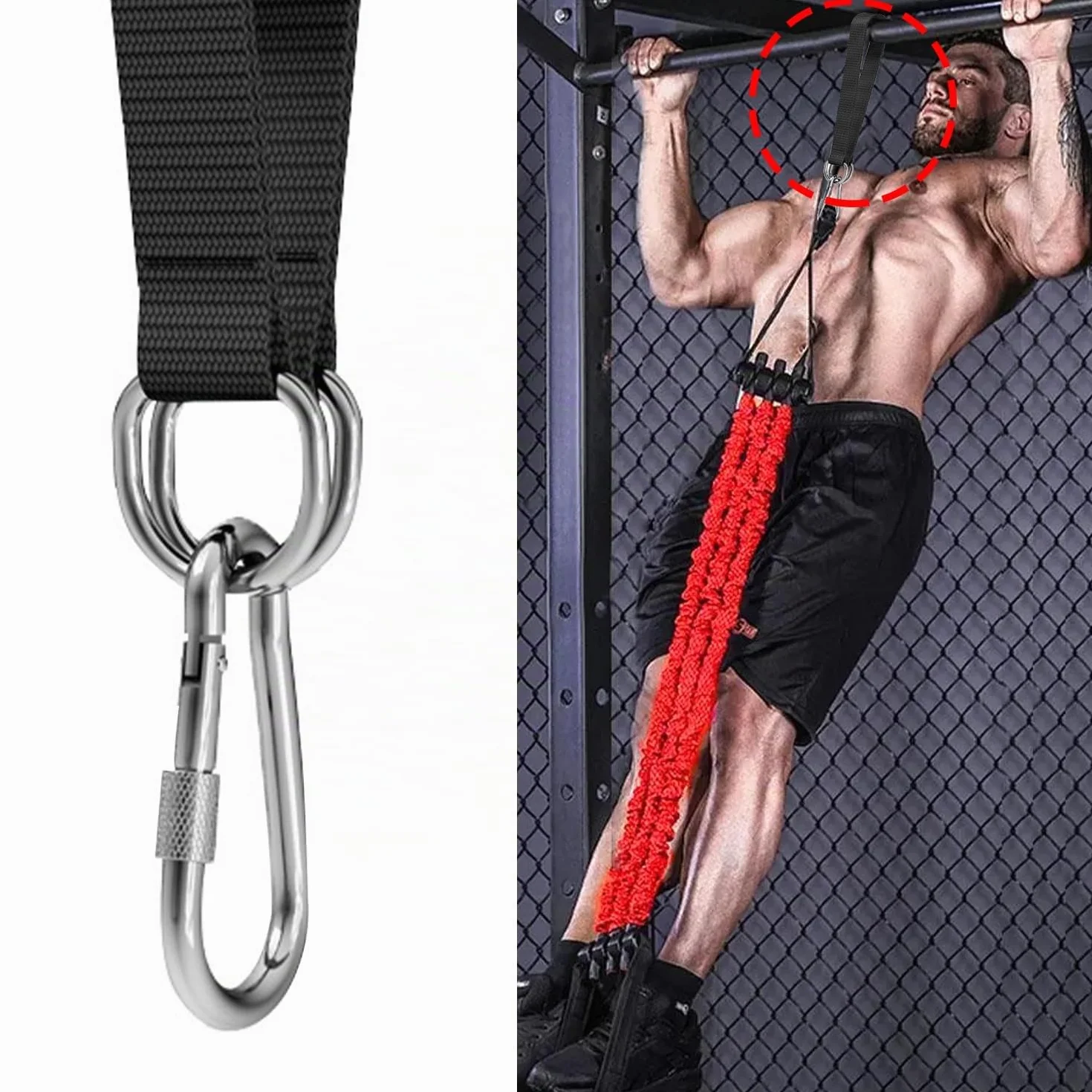 2 Piezas Correas de Hamaca, Kit de Correas para Colgar Columpios, Hamaca Correas árbol con 2 Mosquetón y Anillos en D, Hamacas de Fijación para Jardín, Columpio, Columpio de árbol, Hamacas, 50cm× 25mm